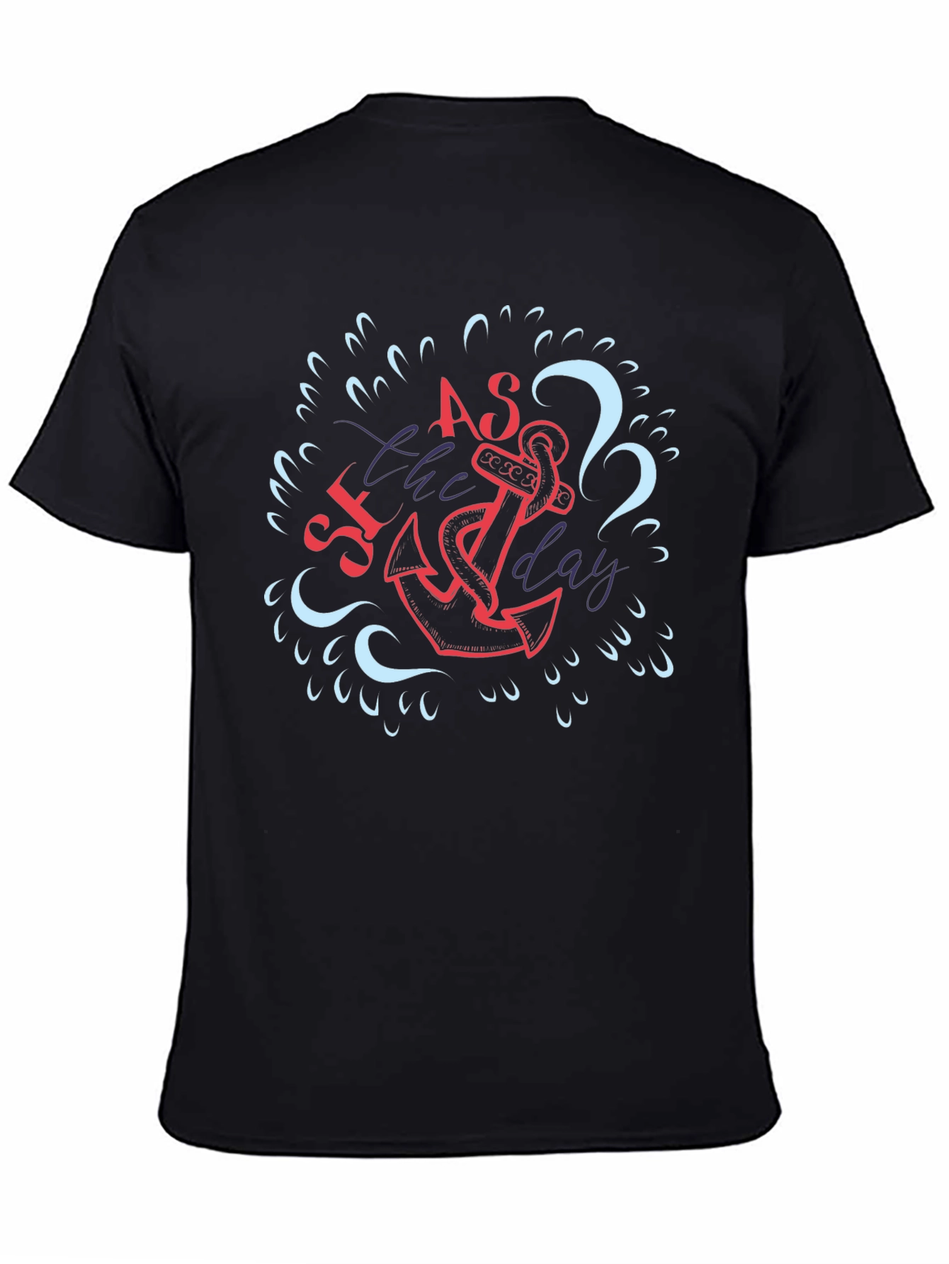 Seas the Day Anchor Graphic T-Shirt - Black