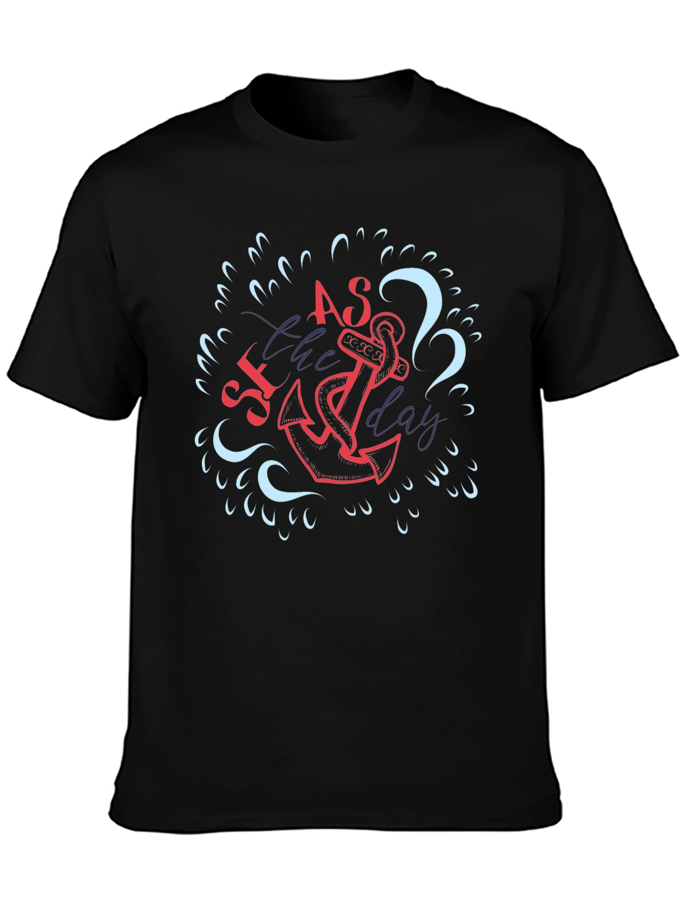 Seas the Day Anchor Graphic T-Shirt - Black