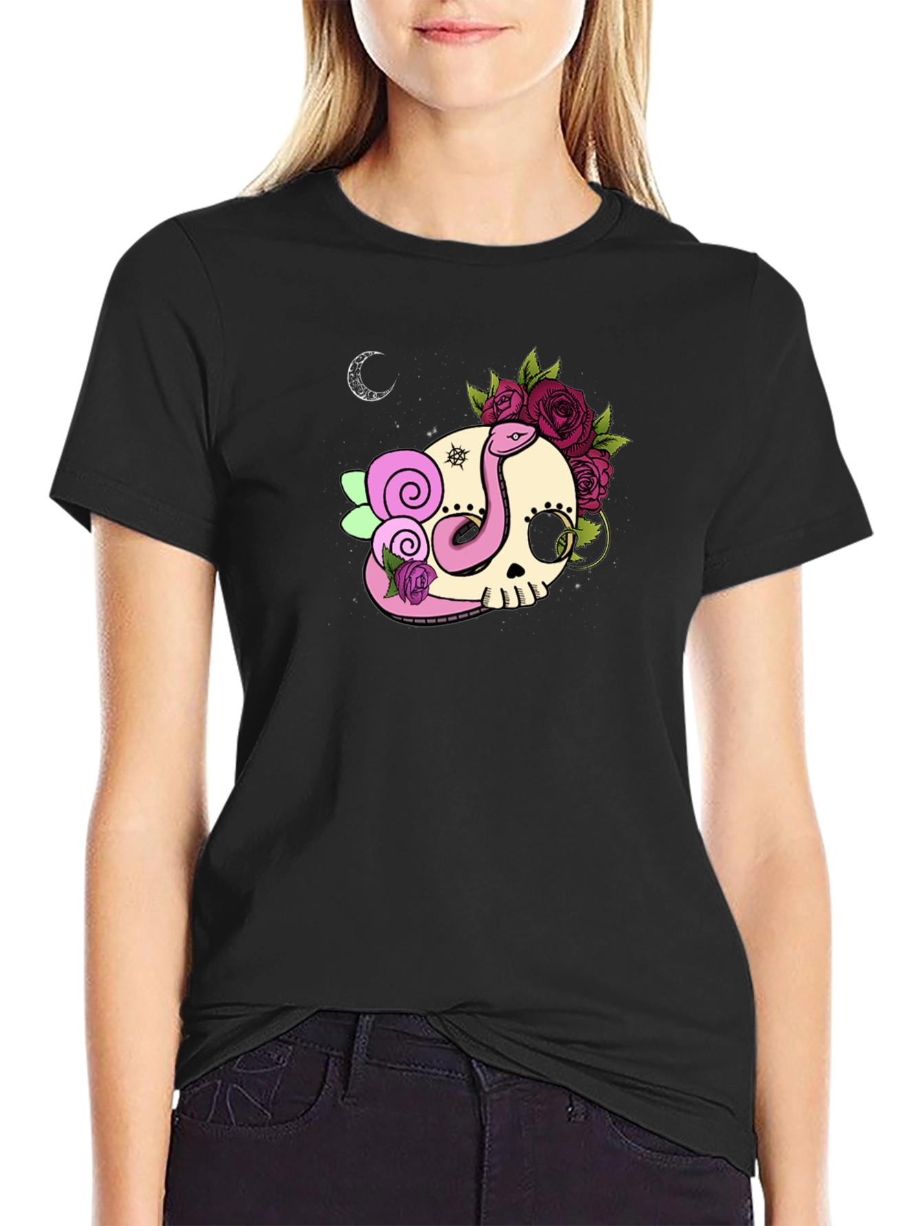 Skull & Snake Graphic Tee - Dark Casual Style