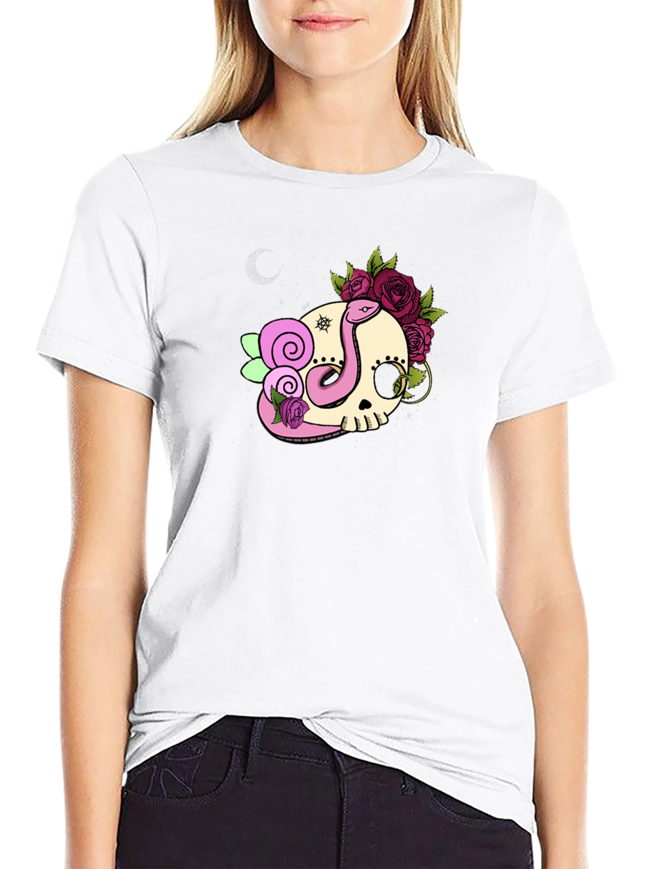 Skull & Snake Graphic Tee - Dark Casual Style