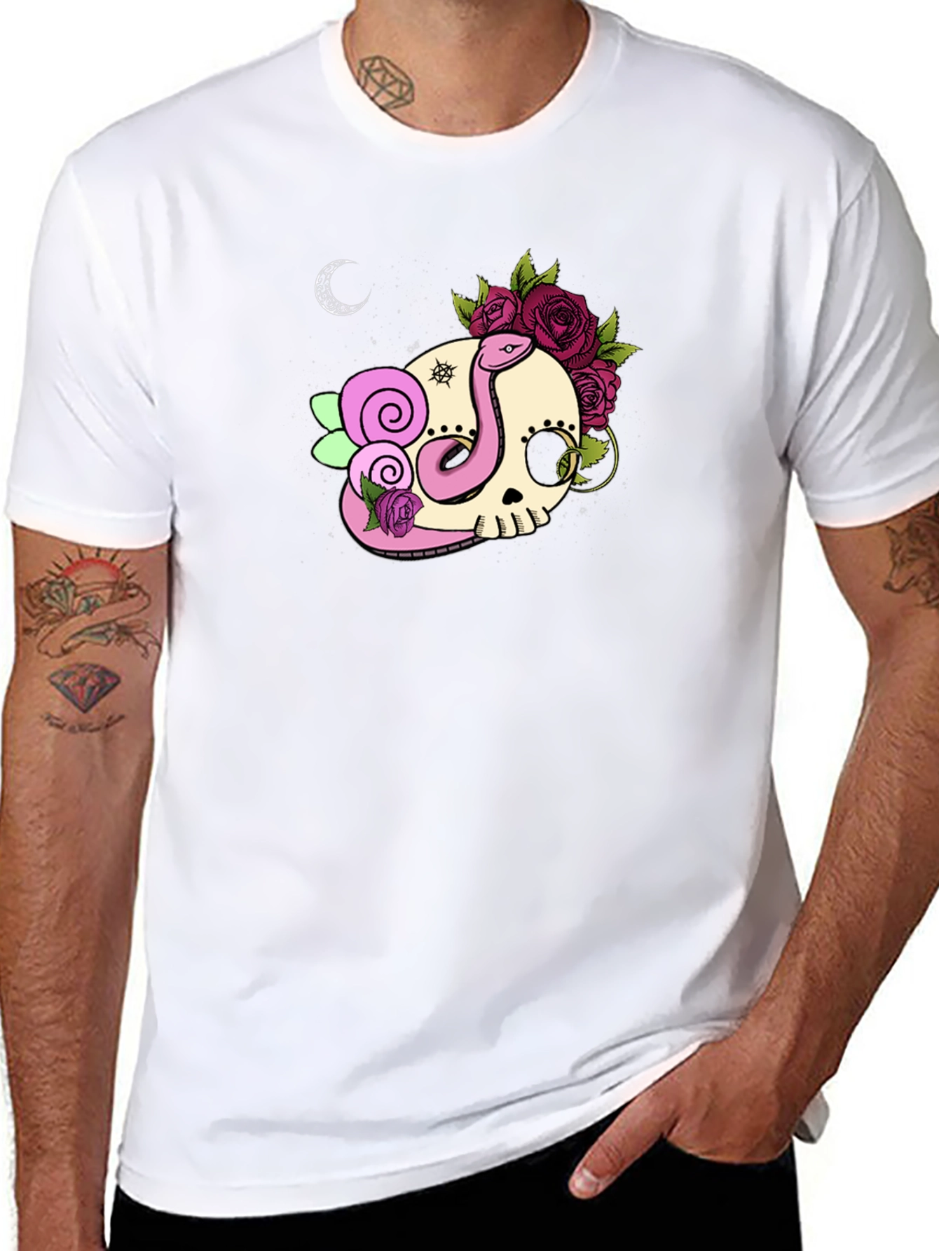 Skull & Snake Graphic Tee - Dark Casual Style