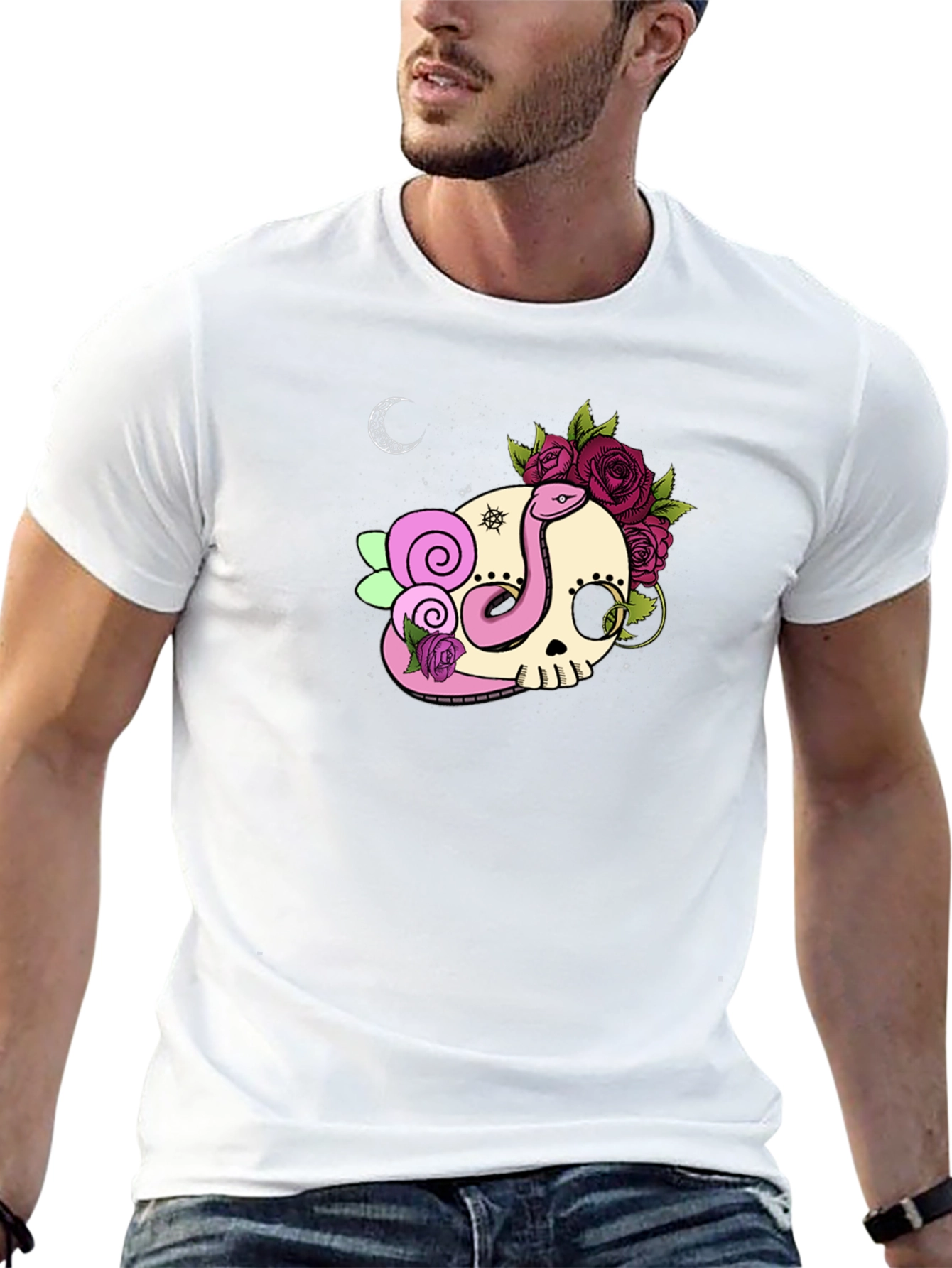 Skull & Snake Graphic Tee - Dark Casual Style