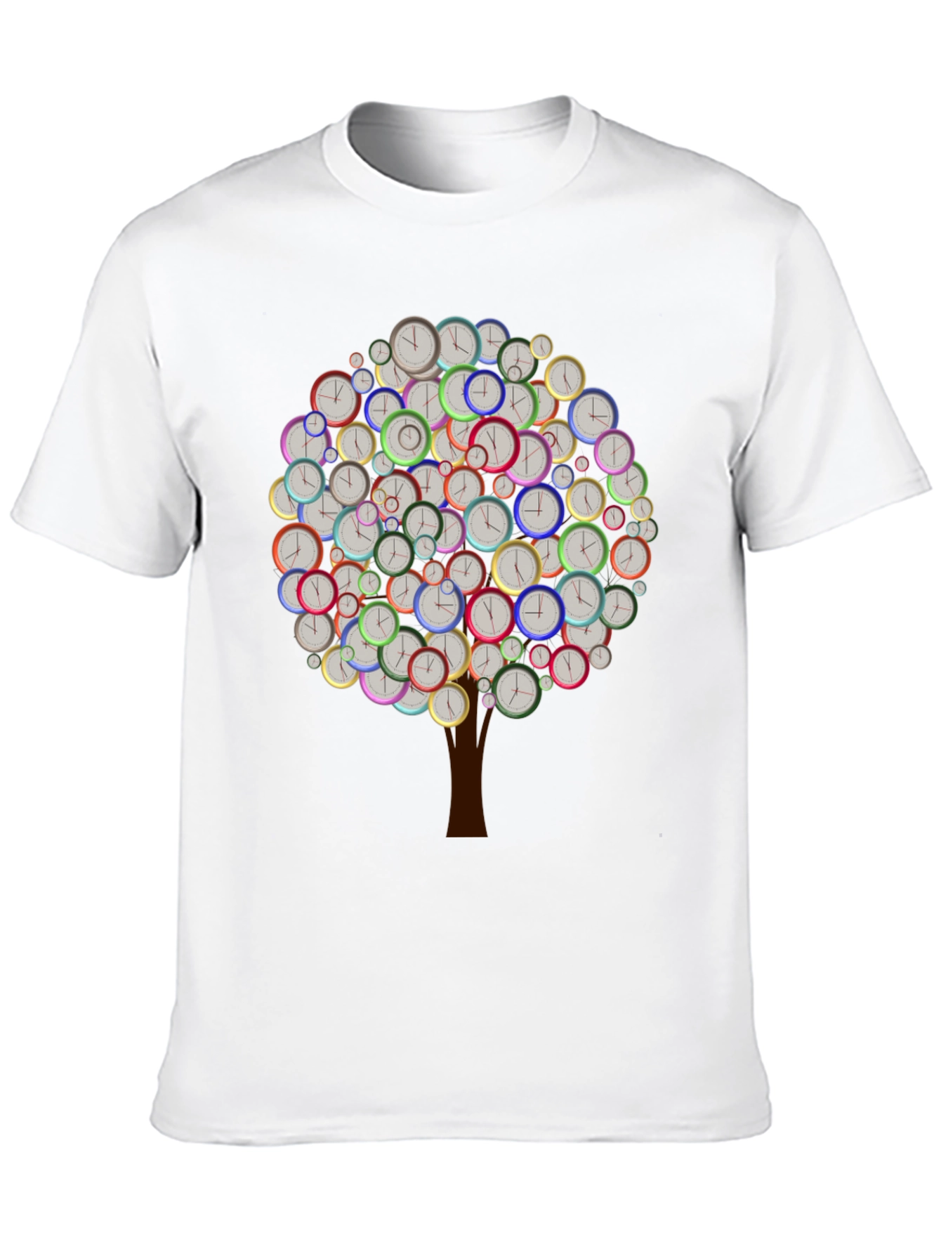 Time Tree Black Graphic Tee - Unique Clock Design