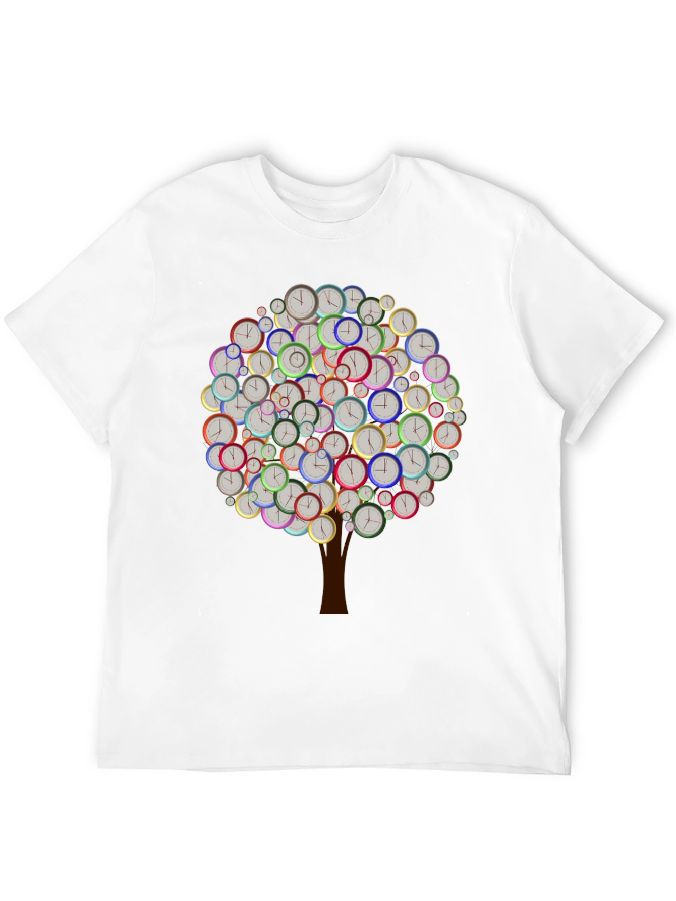 Time Tree Black Graphic Tee - Unique Clock Design