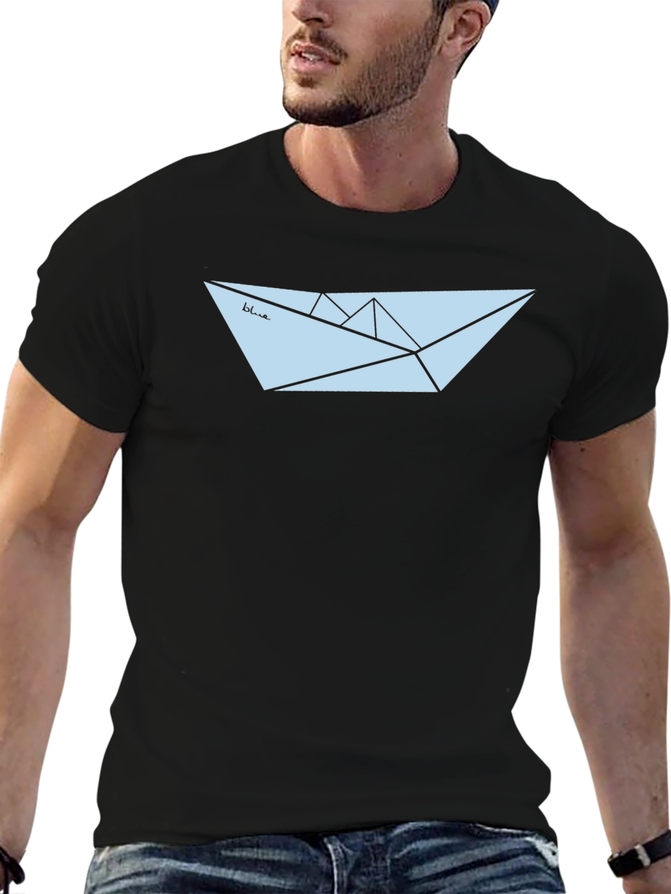 Geometric Paper Boat Tee - Modern Style