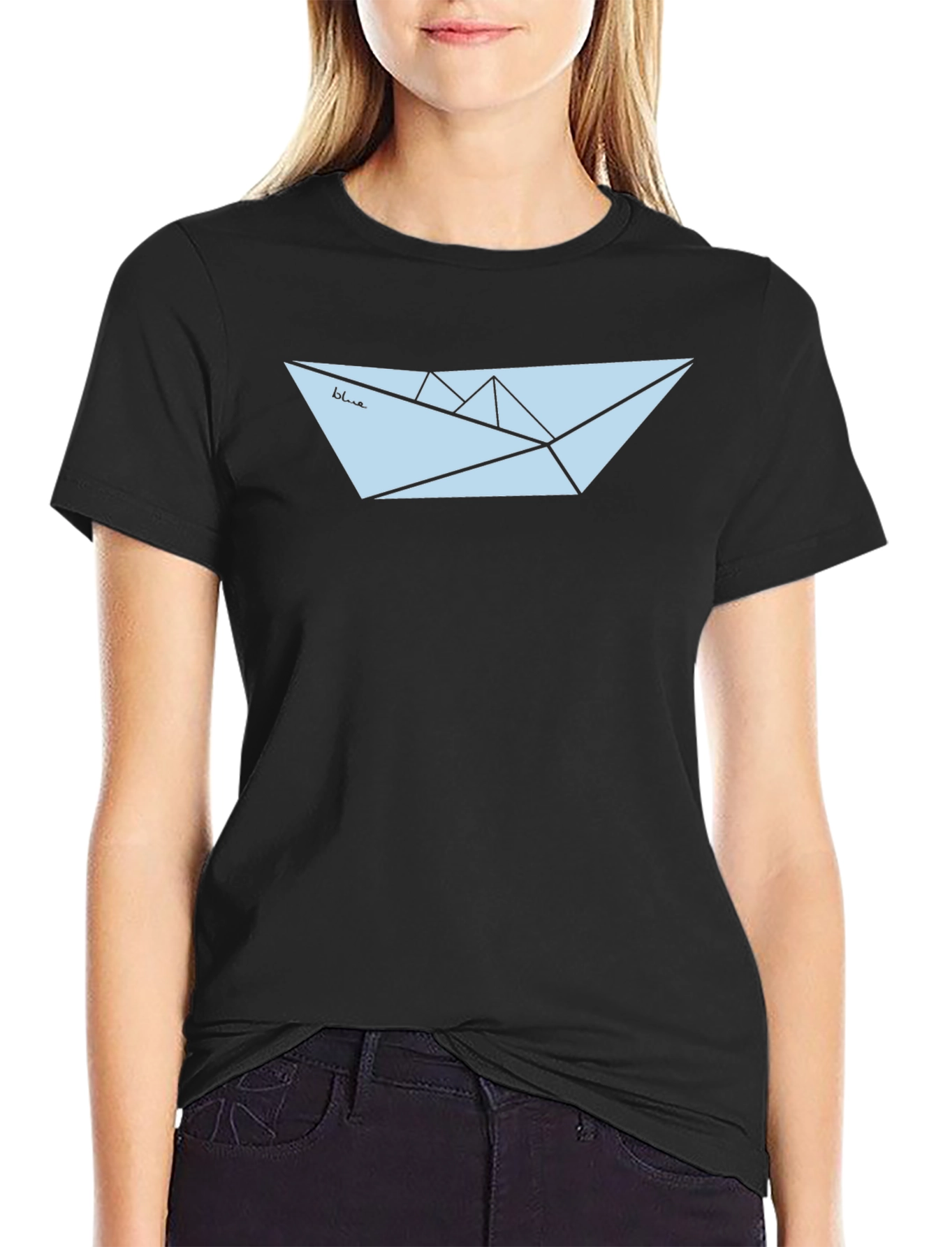 Geometric Paper Boat Tee - Modern Style
