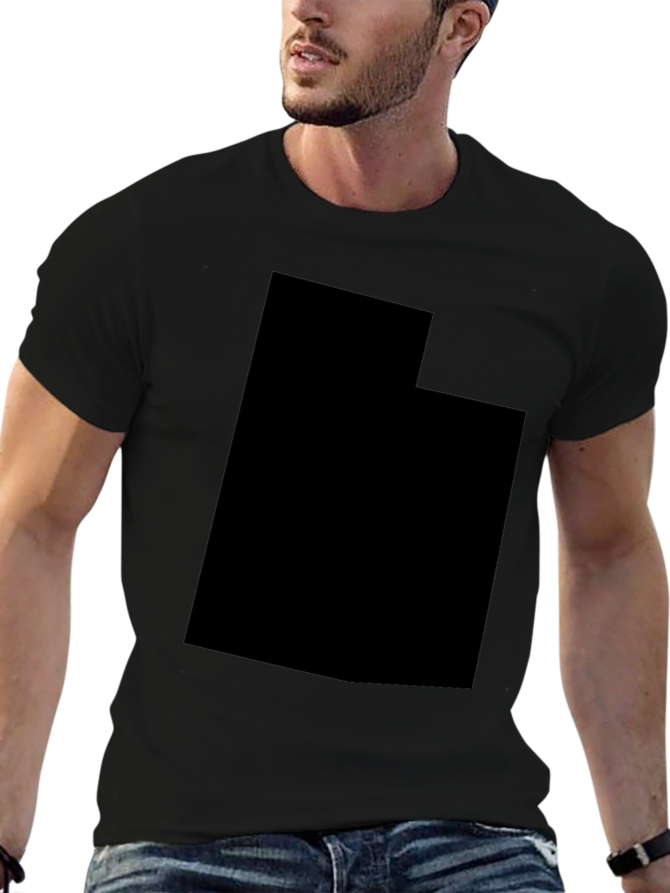 Utah State T-Shirt - Solid Black Crew Neck Tee