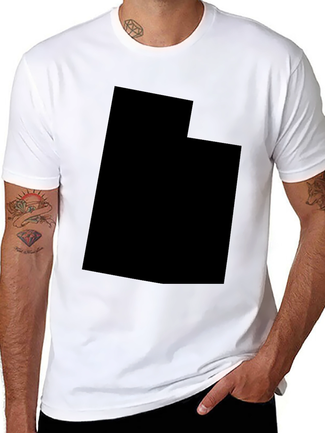Utah State T-Shirt - Solid Black Crew Neck Tee