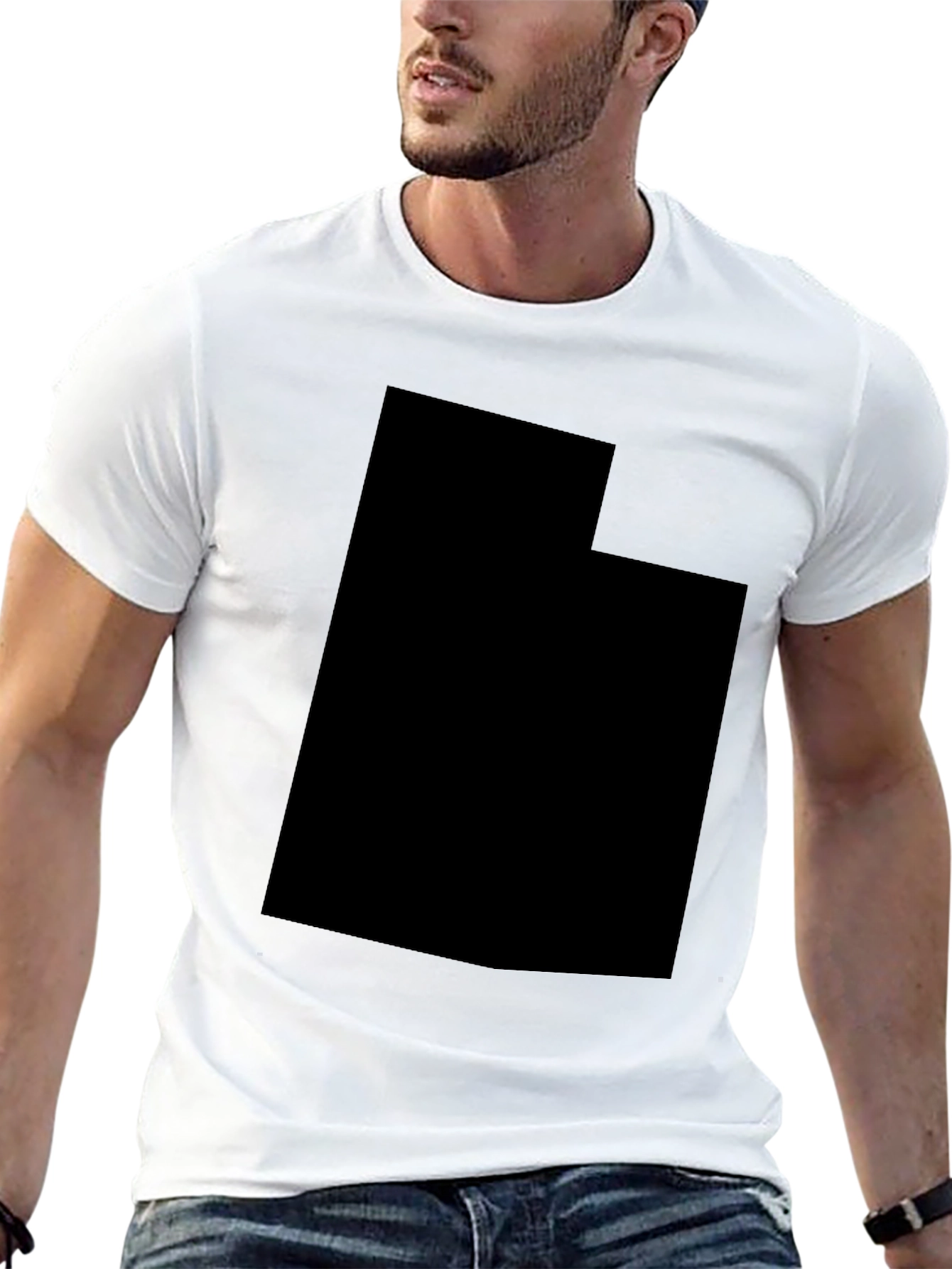 Utah State T-Shirt - Solid Black Crew Neck Tee