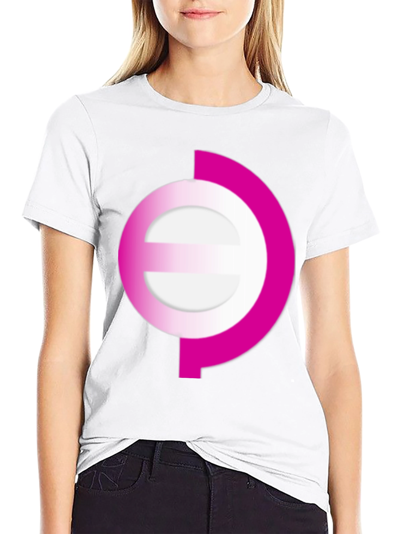 Modern Pink Graphic Print Black Tee
