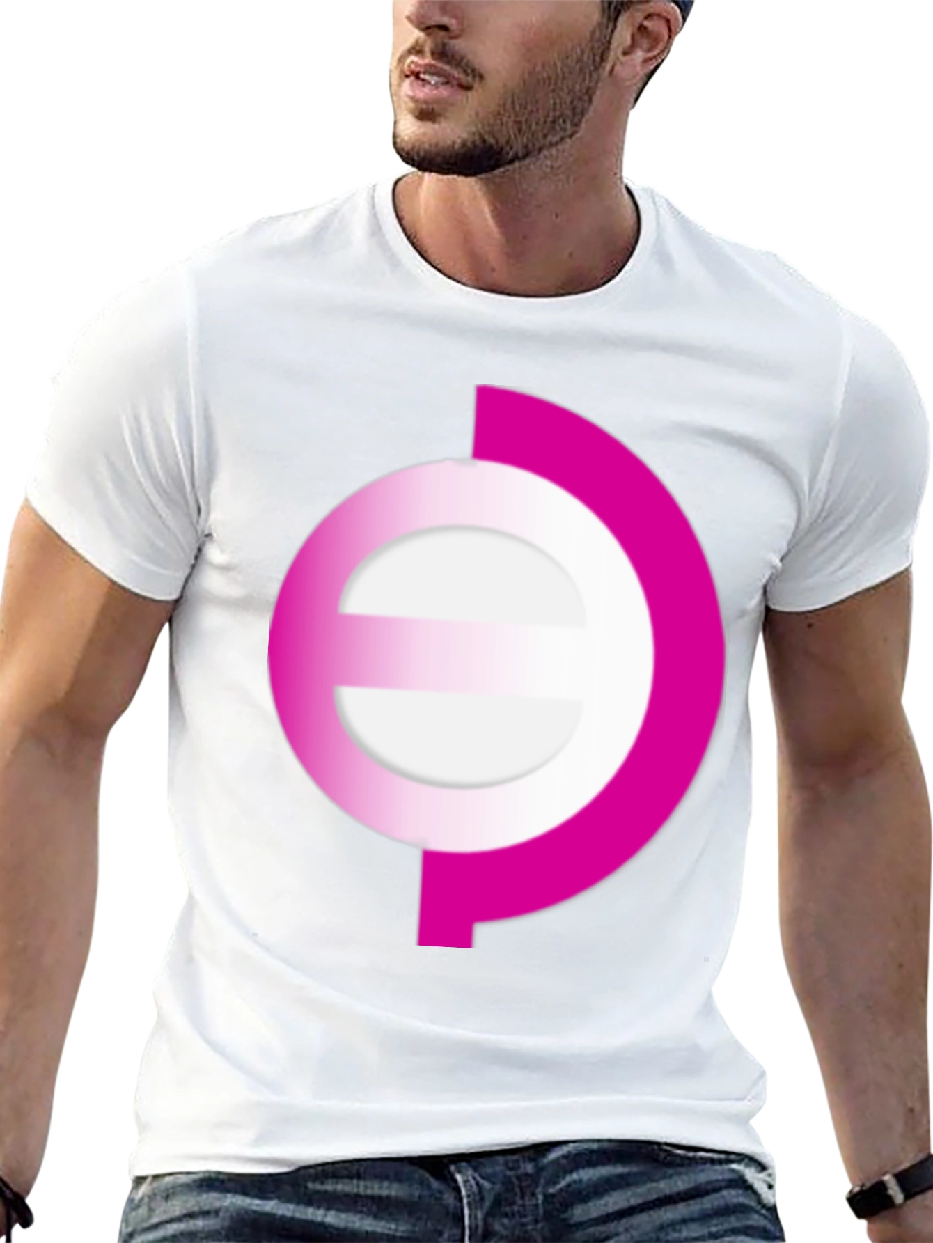 Modern Pink Graphic Print Black Tee