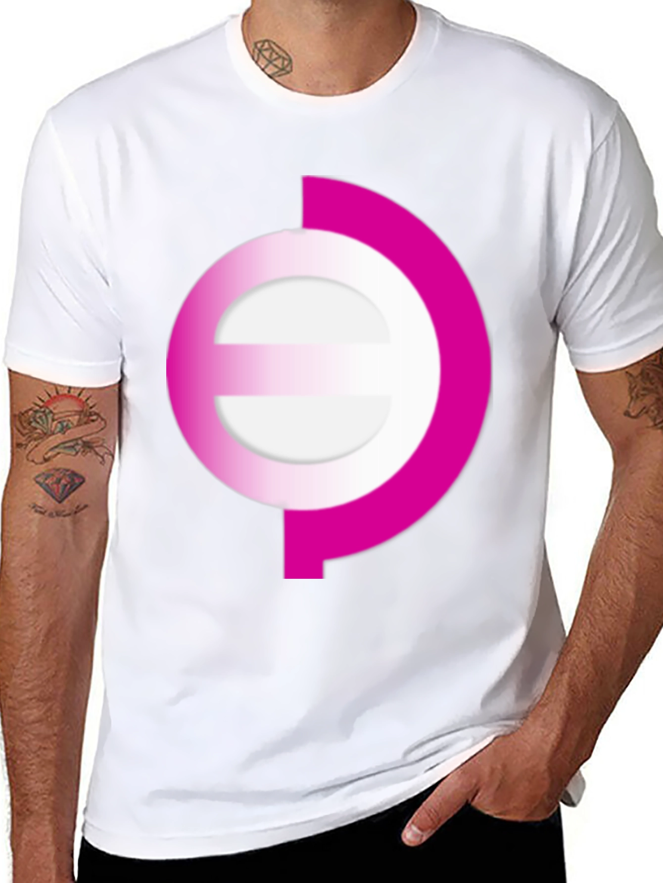 Modern Pink Graphic Print Black Tee