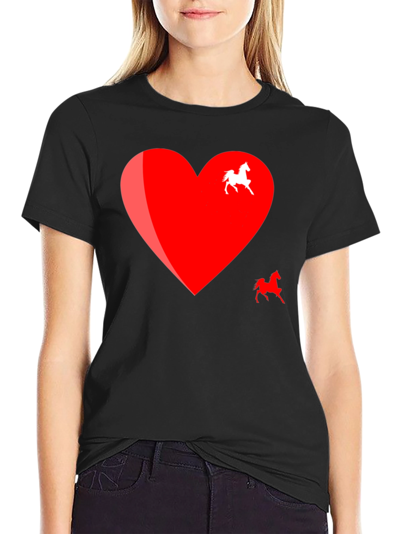 Heart Horse Graphic Tee - Black