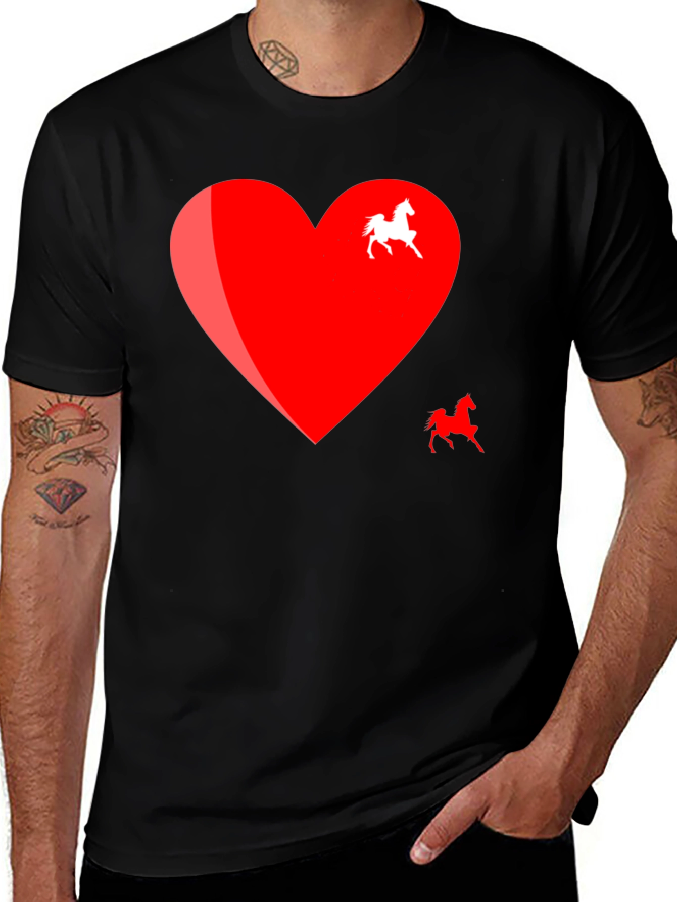 Heart Horse Graphic Tee - Black