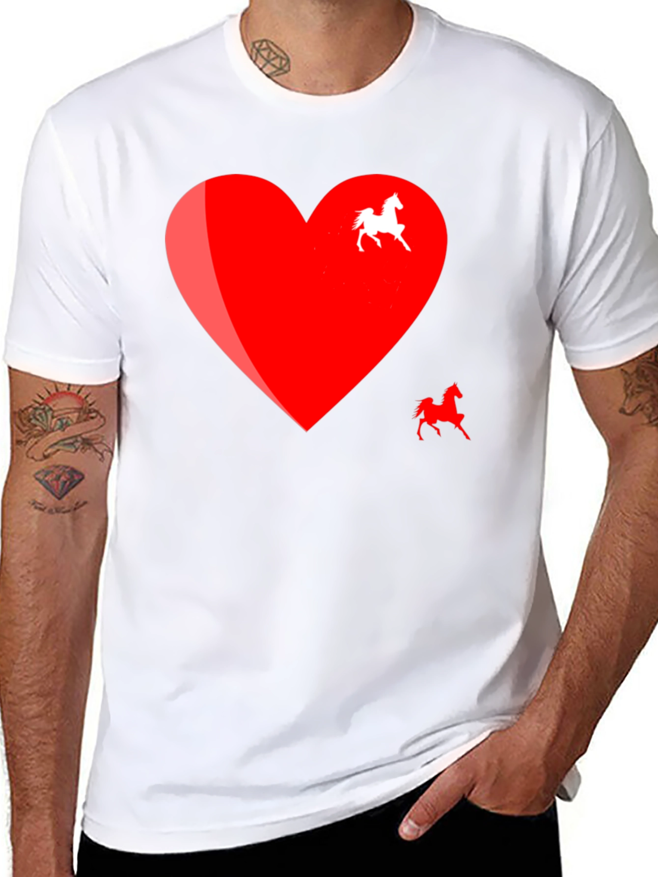 Heart Horse Graphic Tee - Black