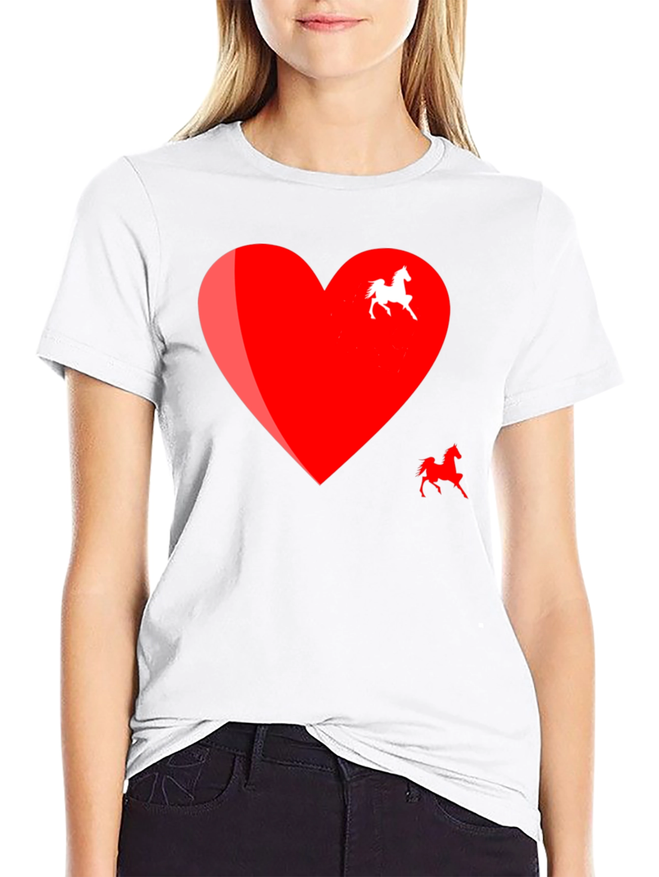 Heart Horse Graphic Tee - Black