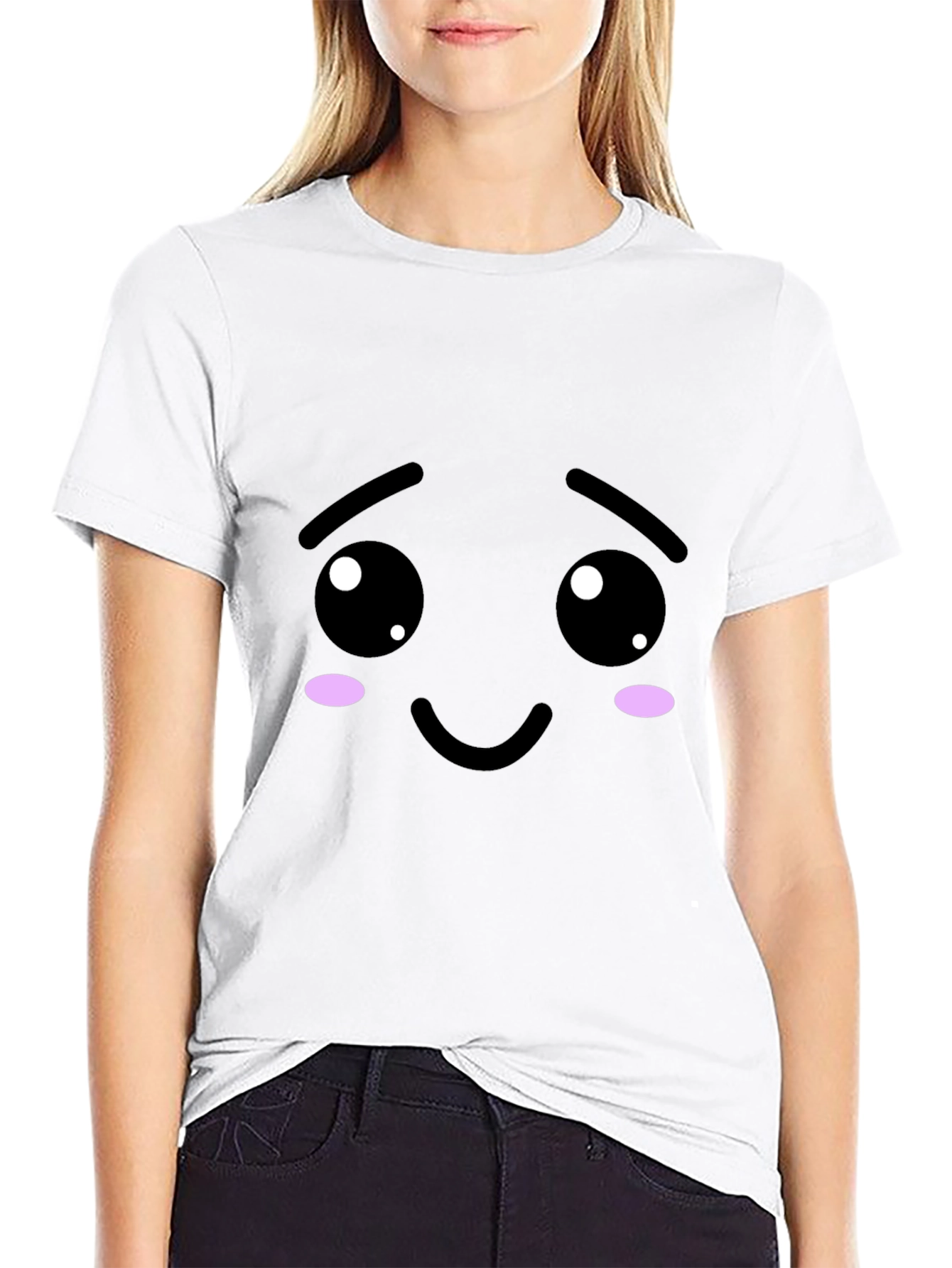 Kawaii Face Black T-Shirt - Express Yourself!