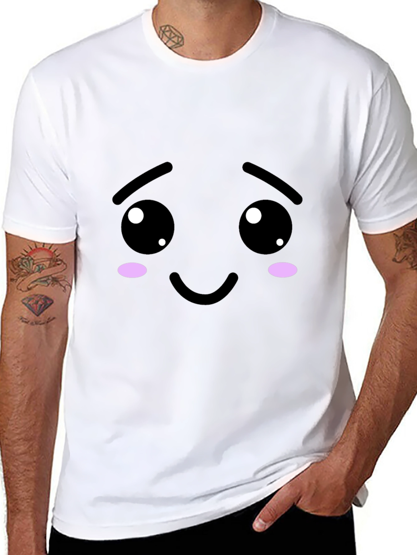 Kawaii Face Black T-Shirt - Express Yourself!
