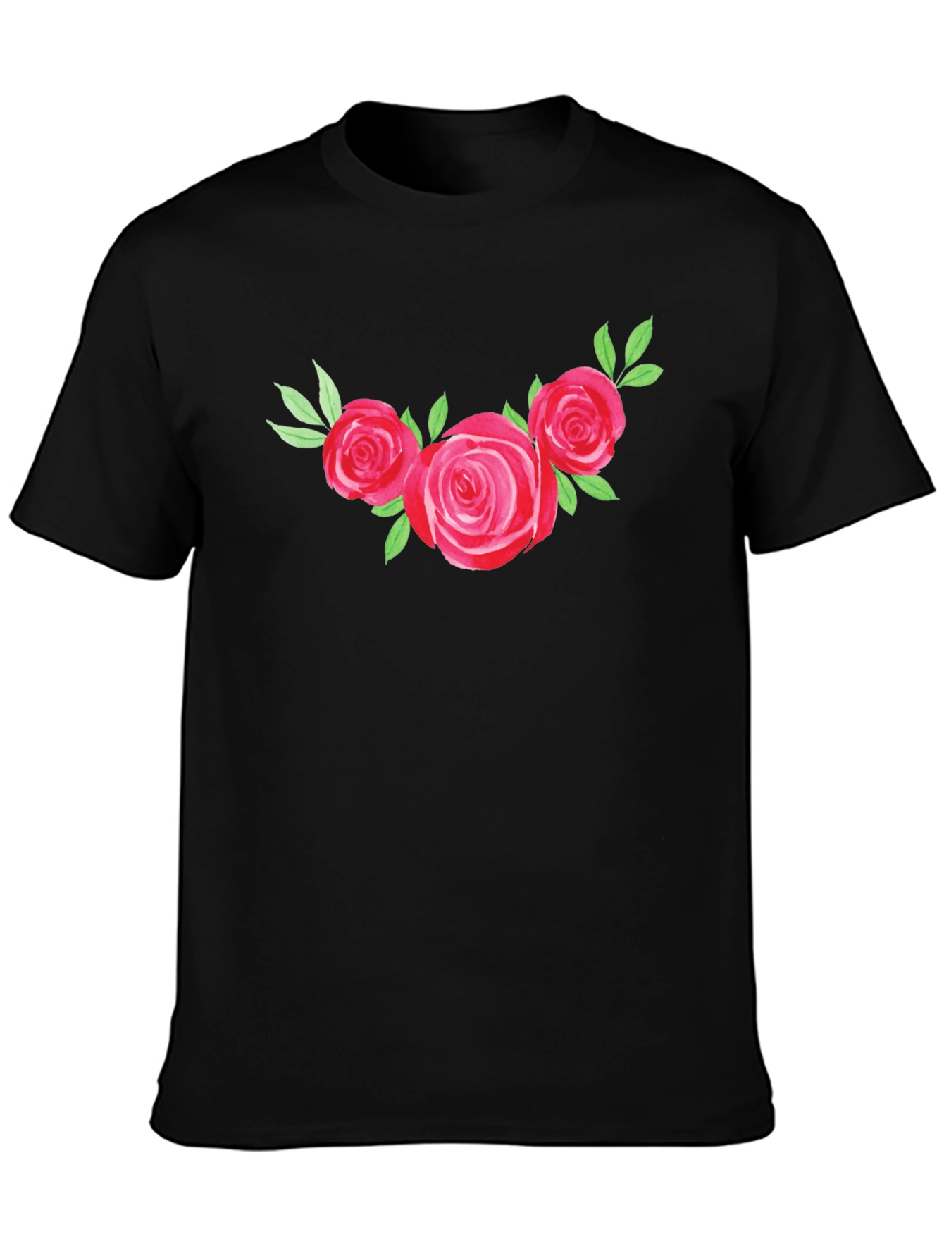 Floral Rose Graphic Tee - Black T-Shirt