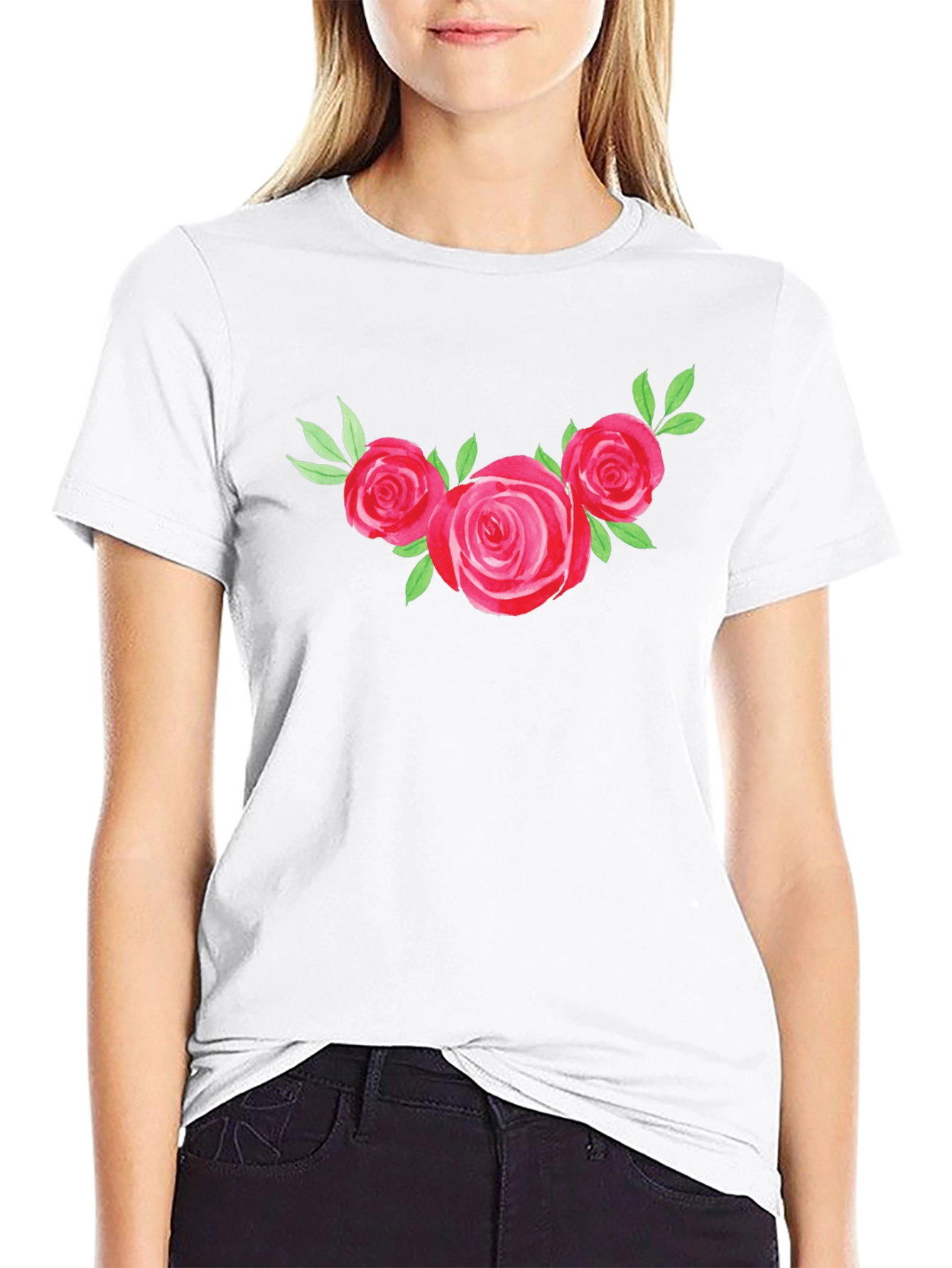 Floral Rose Graphic Tee - Black T-Shirt