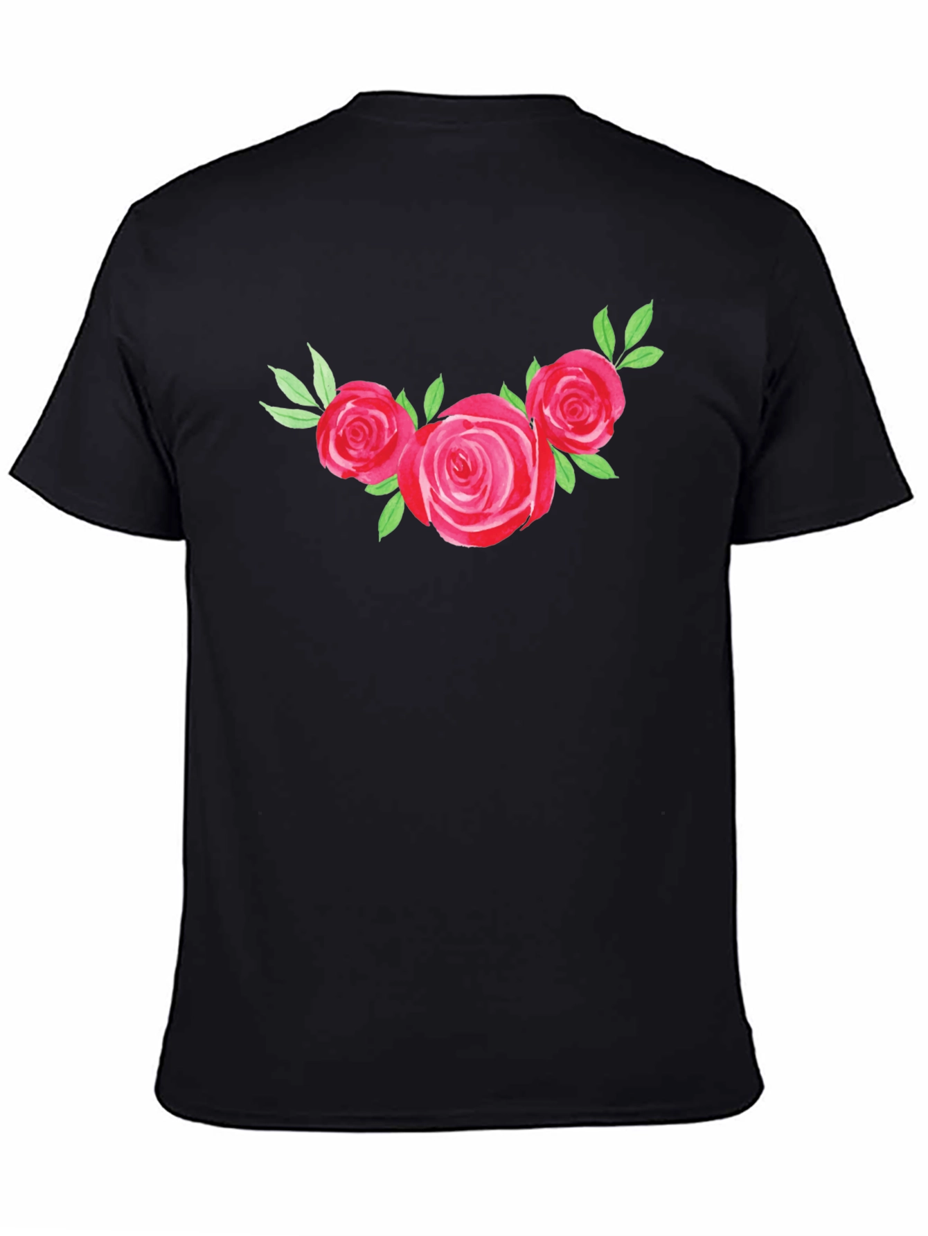 Floral Rose Graphic Tee - Black T-Shirt