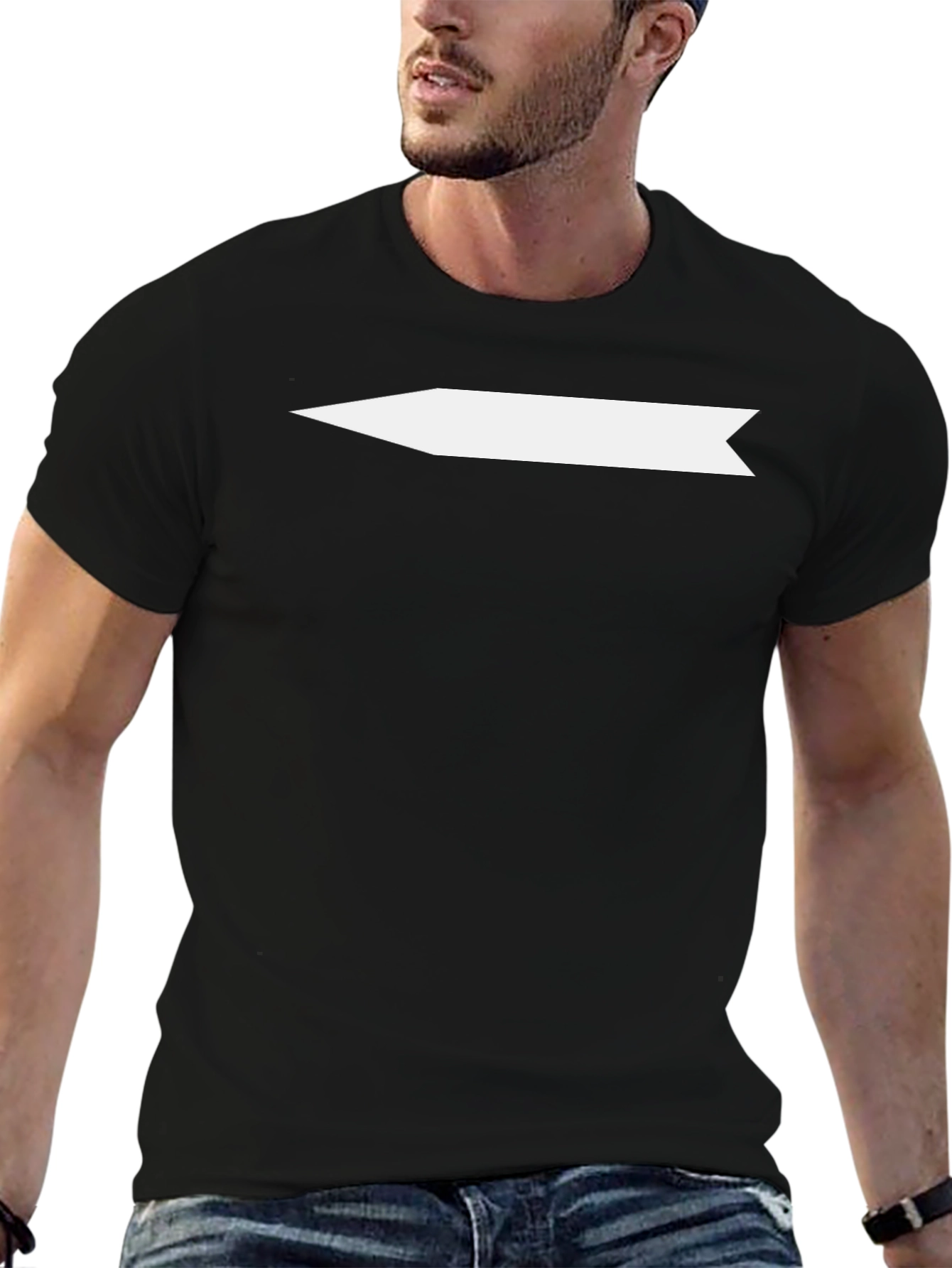 Mens Black Graphic Tee - Arrow Design