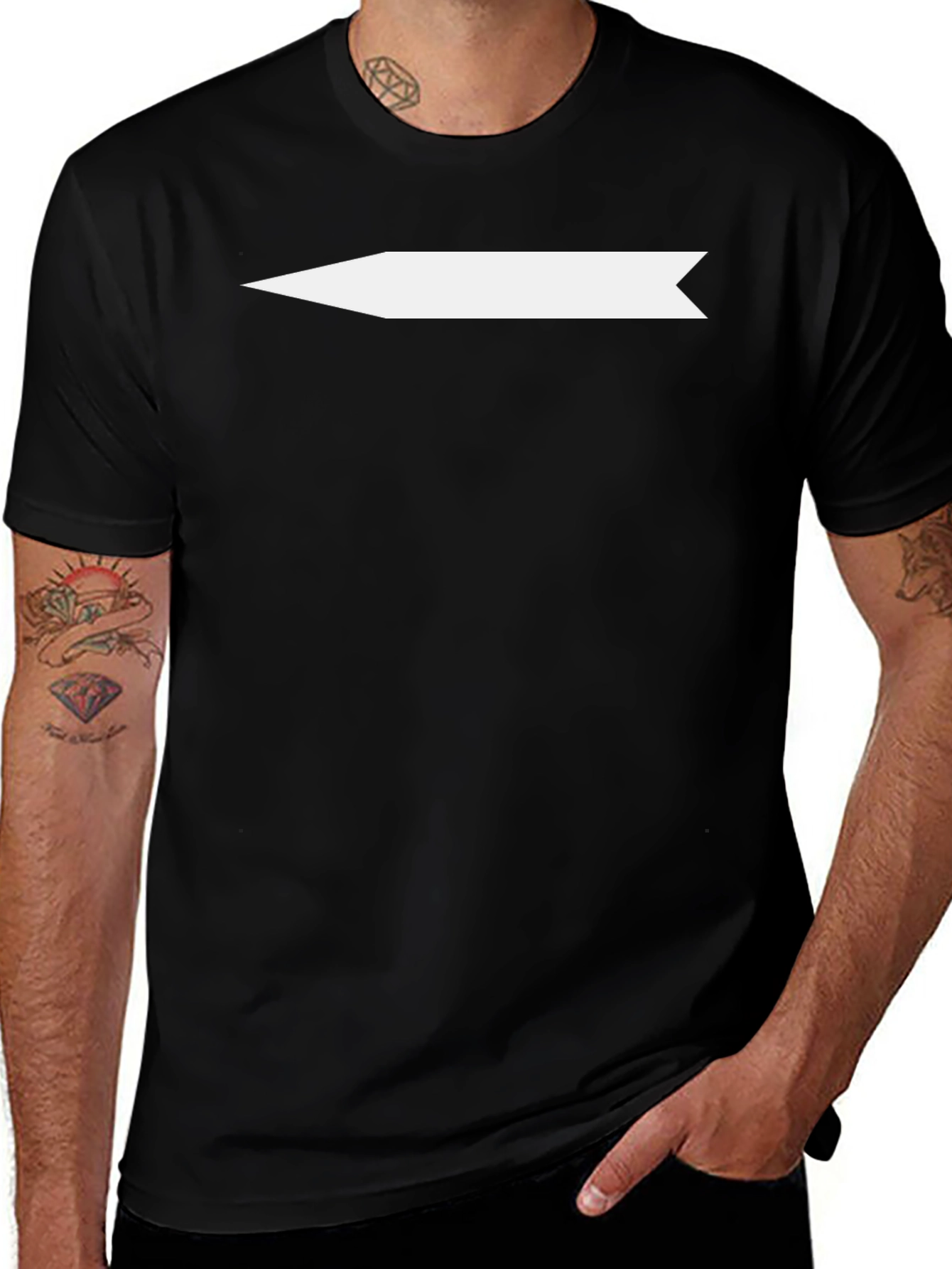 Mens Black Graphic Tee - Arrow Design