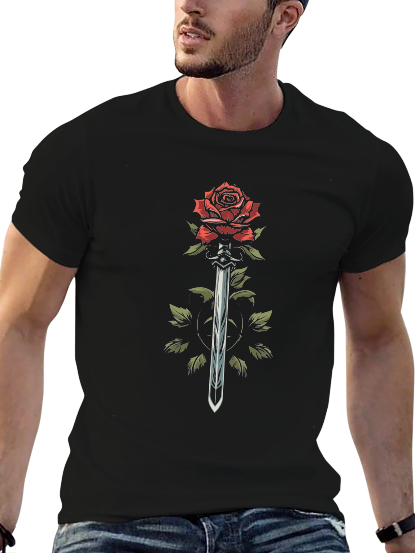 Rose & Sword Graphic Tee - Dark Fashion