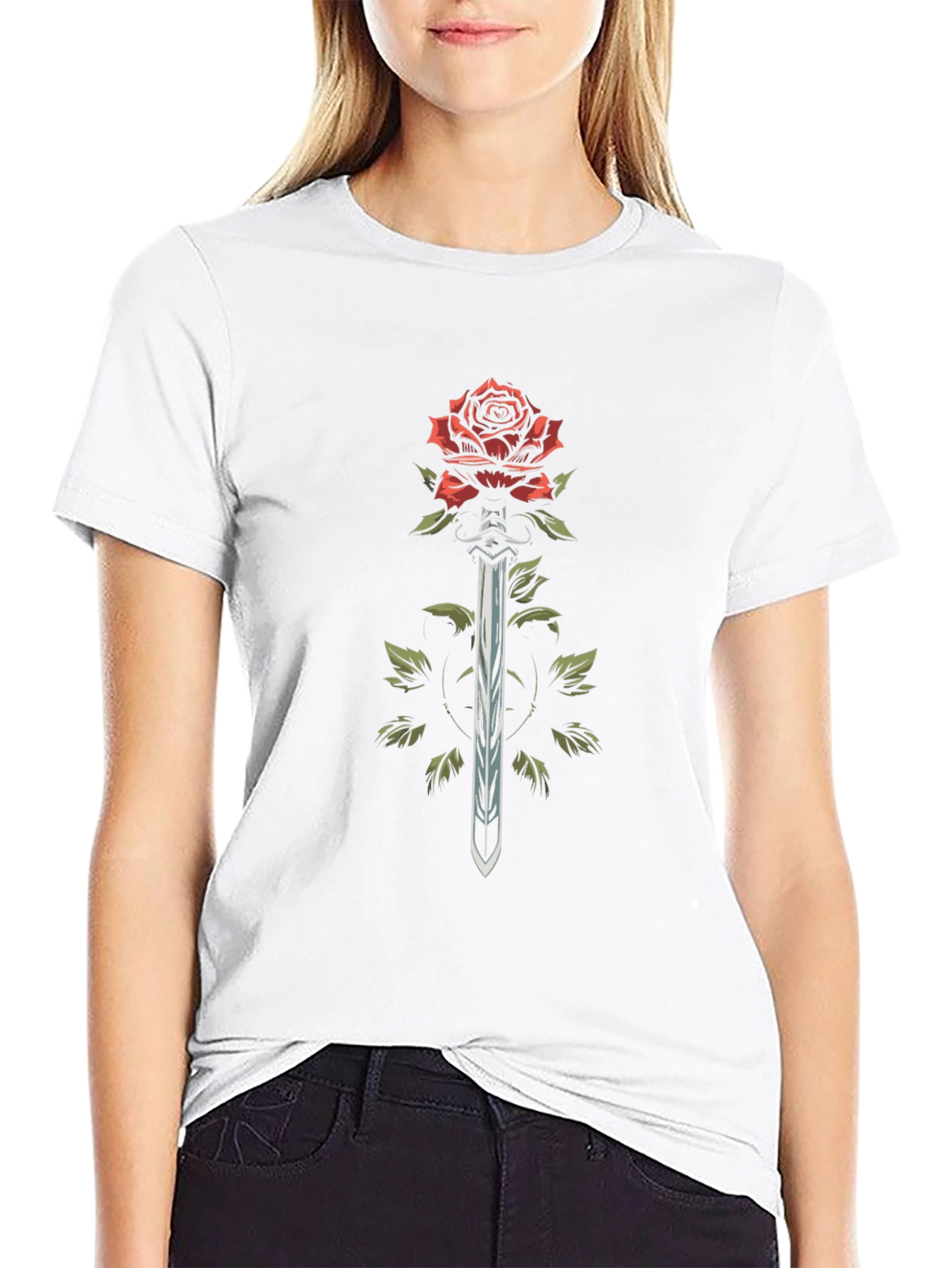 Rose & Sword Graphic Tee - Dark Fashion