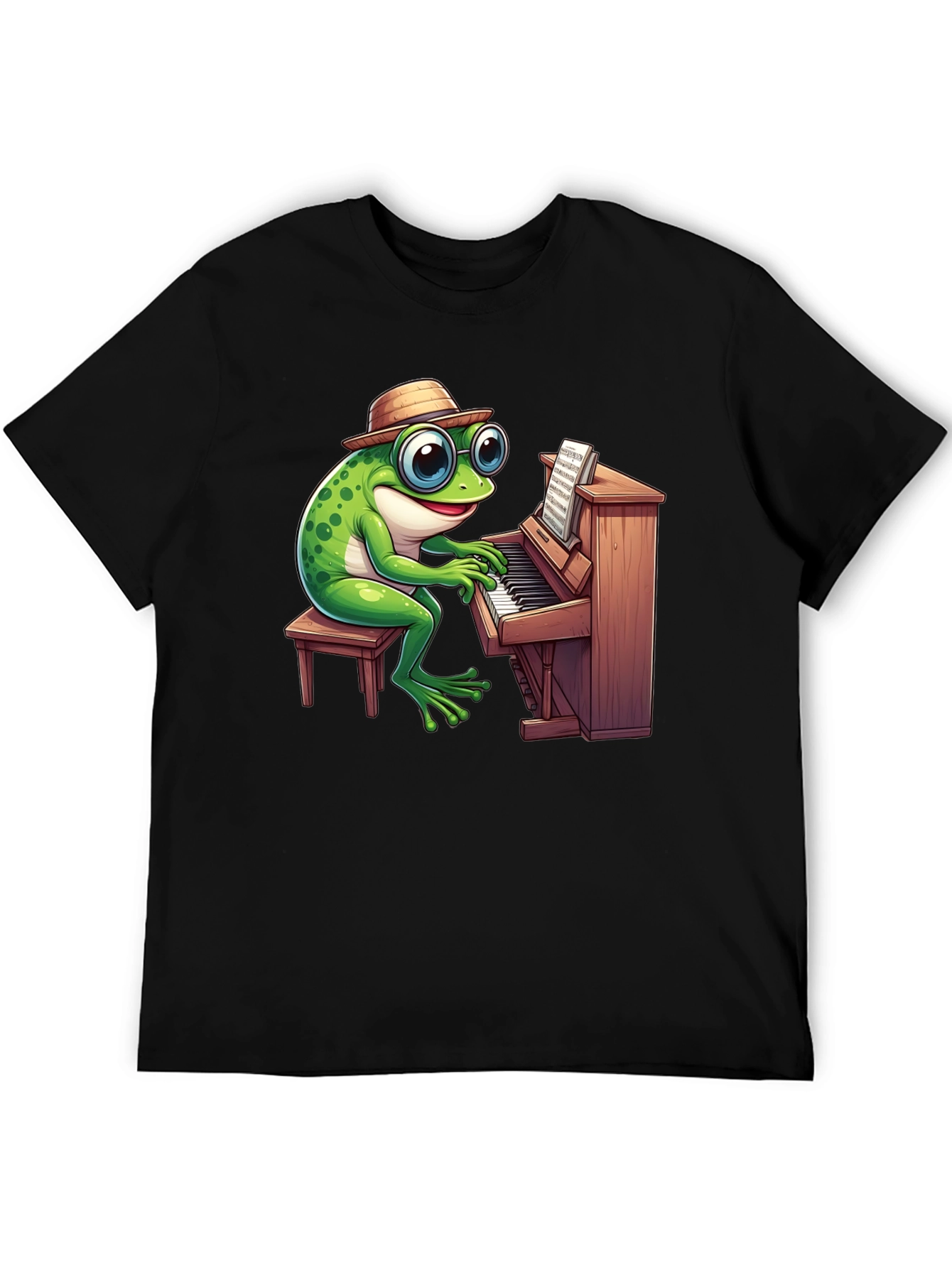Piano Playing Frog T-Shirt - Musical Amphibian Tee