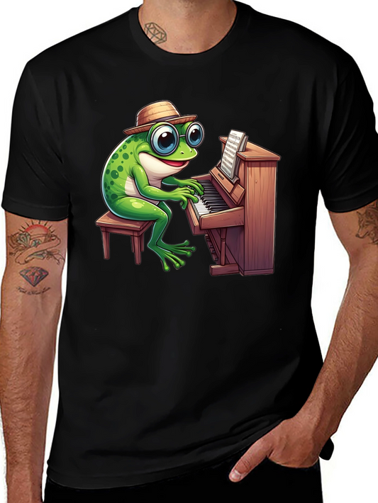 Piano Playing Frog T-Shirt - Musical Amphibian Tee