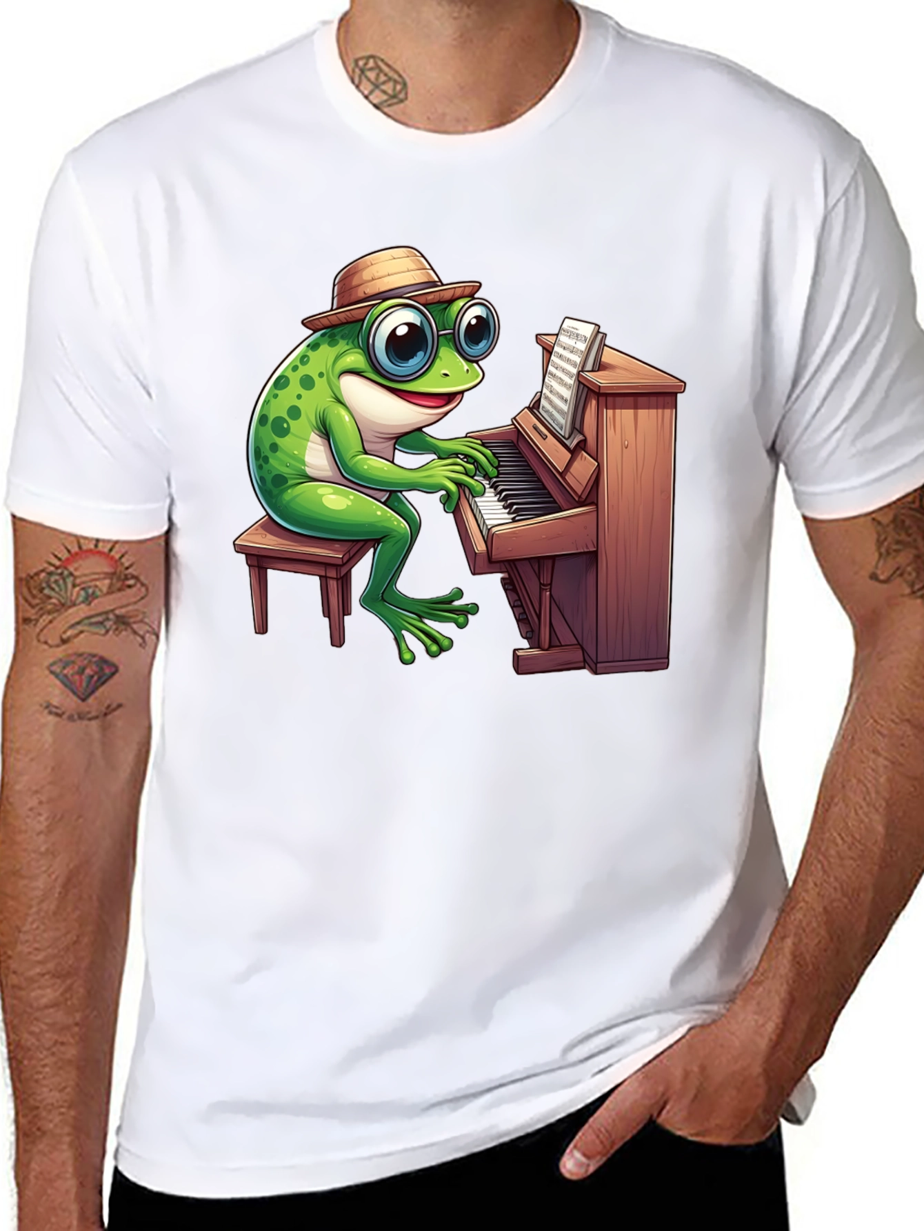 Piano Playing Frog T-Shirt - Musical Amphibian Tee