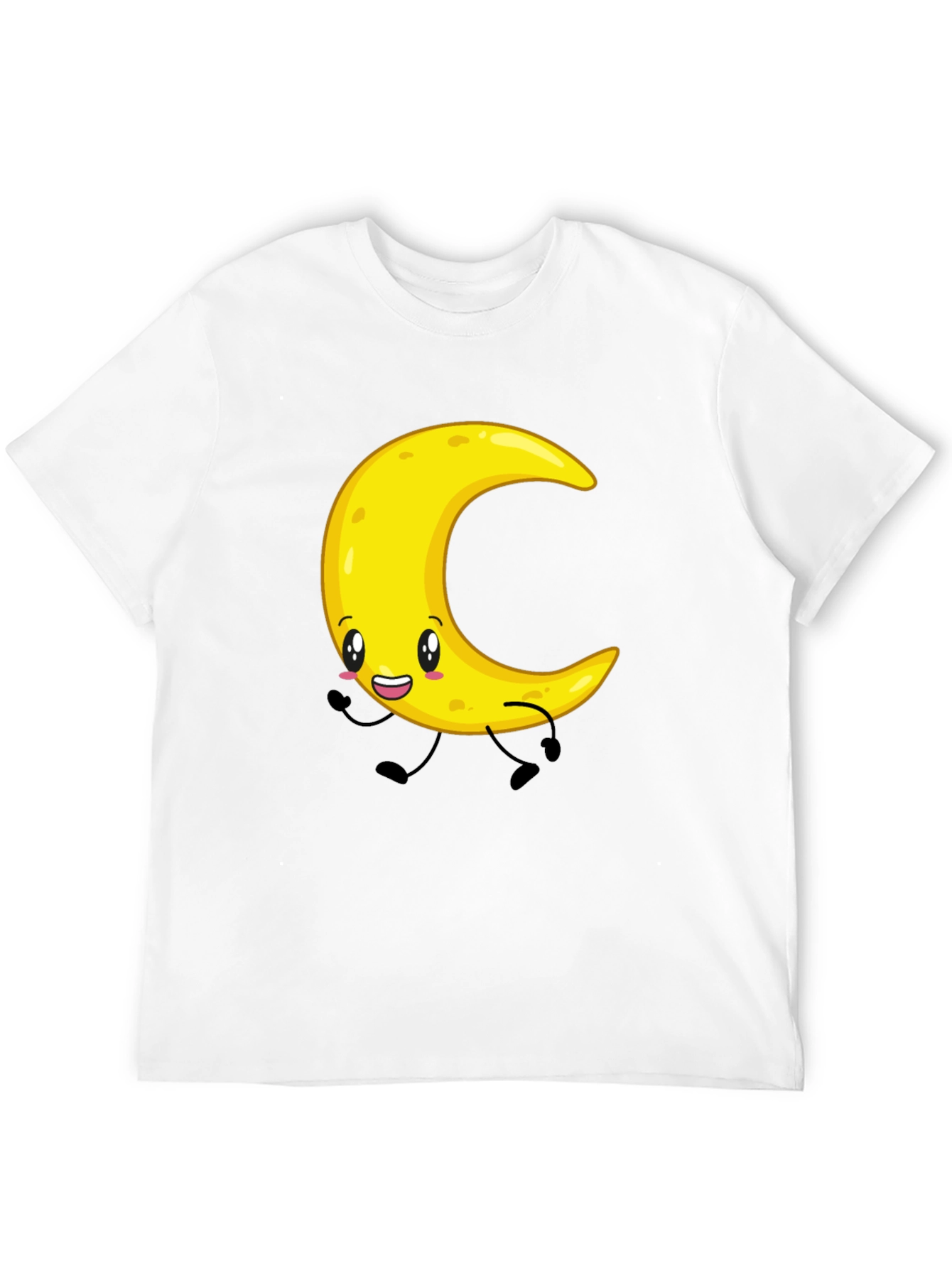 Crescent Moon Cartoon Graphic Tee - Black