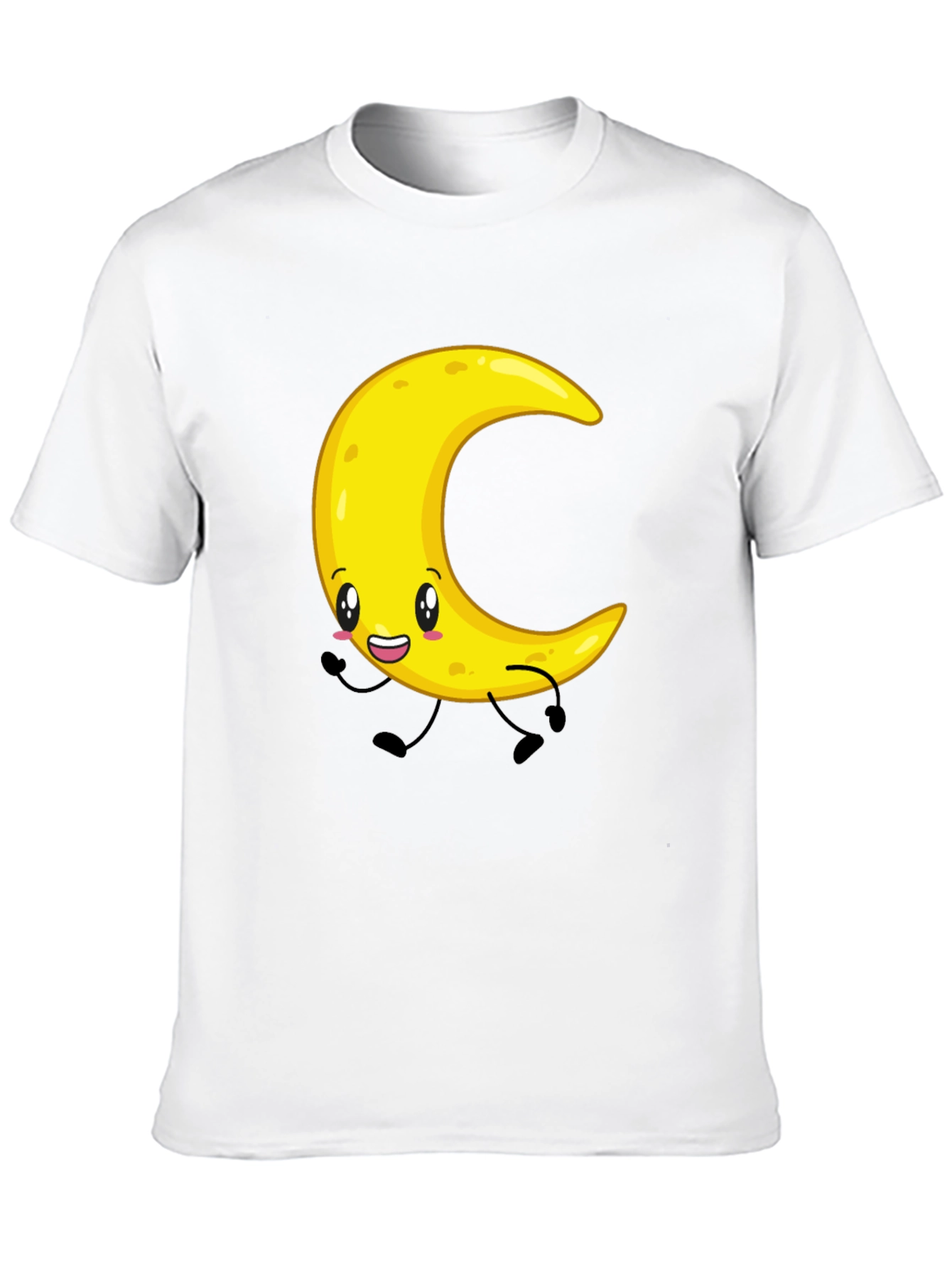 Crescent Moon Cartoon Graphic Tee - Black