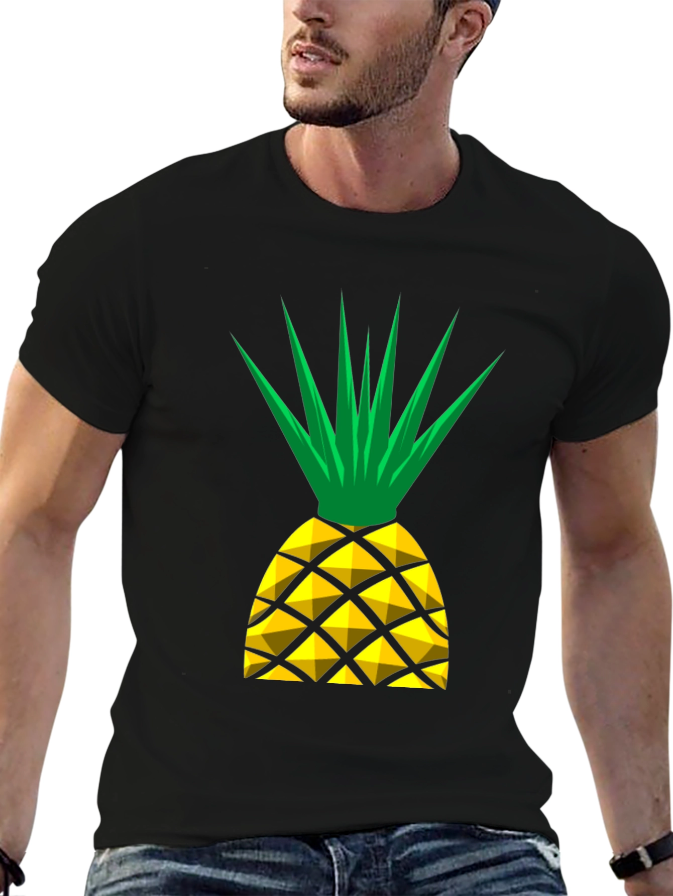 Pineapple Graphic T-Shirt - Black Cotton Tee
