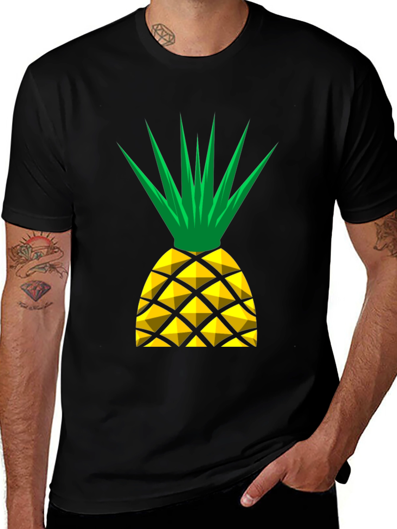 Pineapple Graphic T-Shirt - Black Cotton Tee