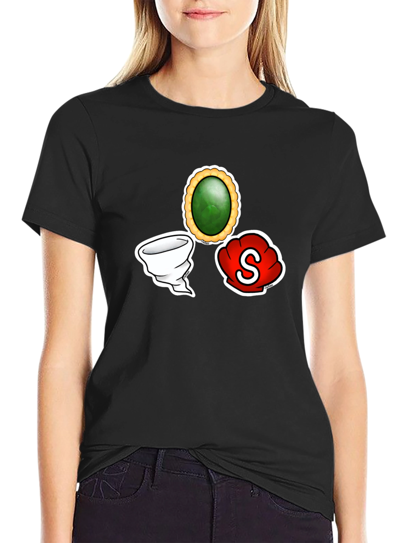 Black T-Shirt with Game Art Design