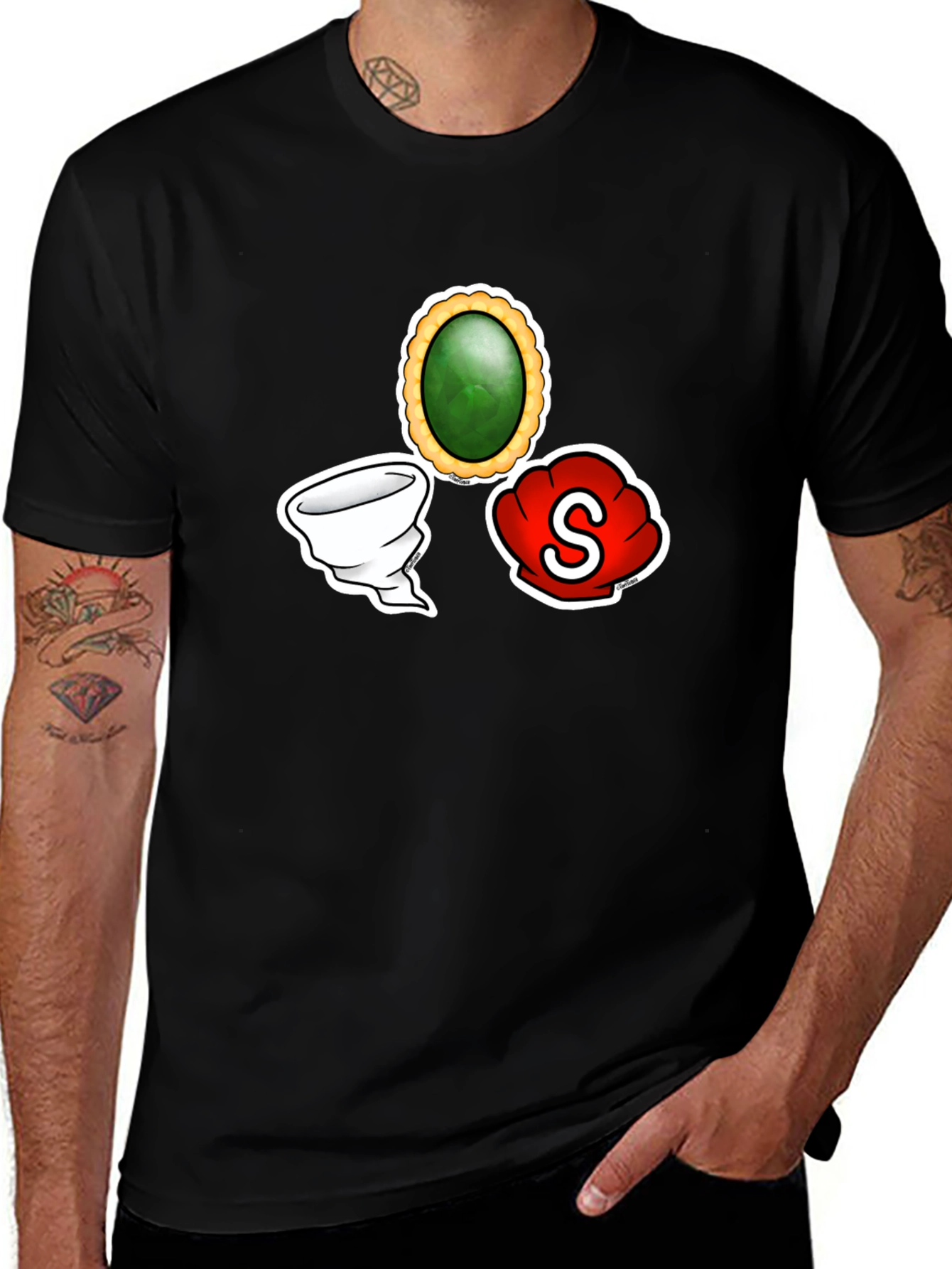 Black T-Shirt with Game Art Design