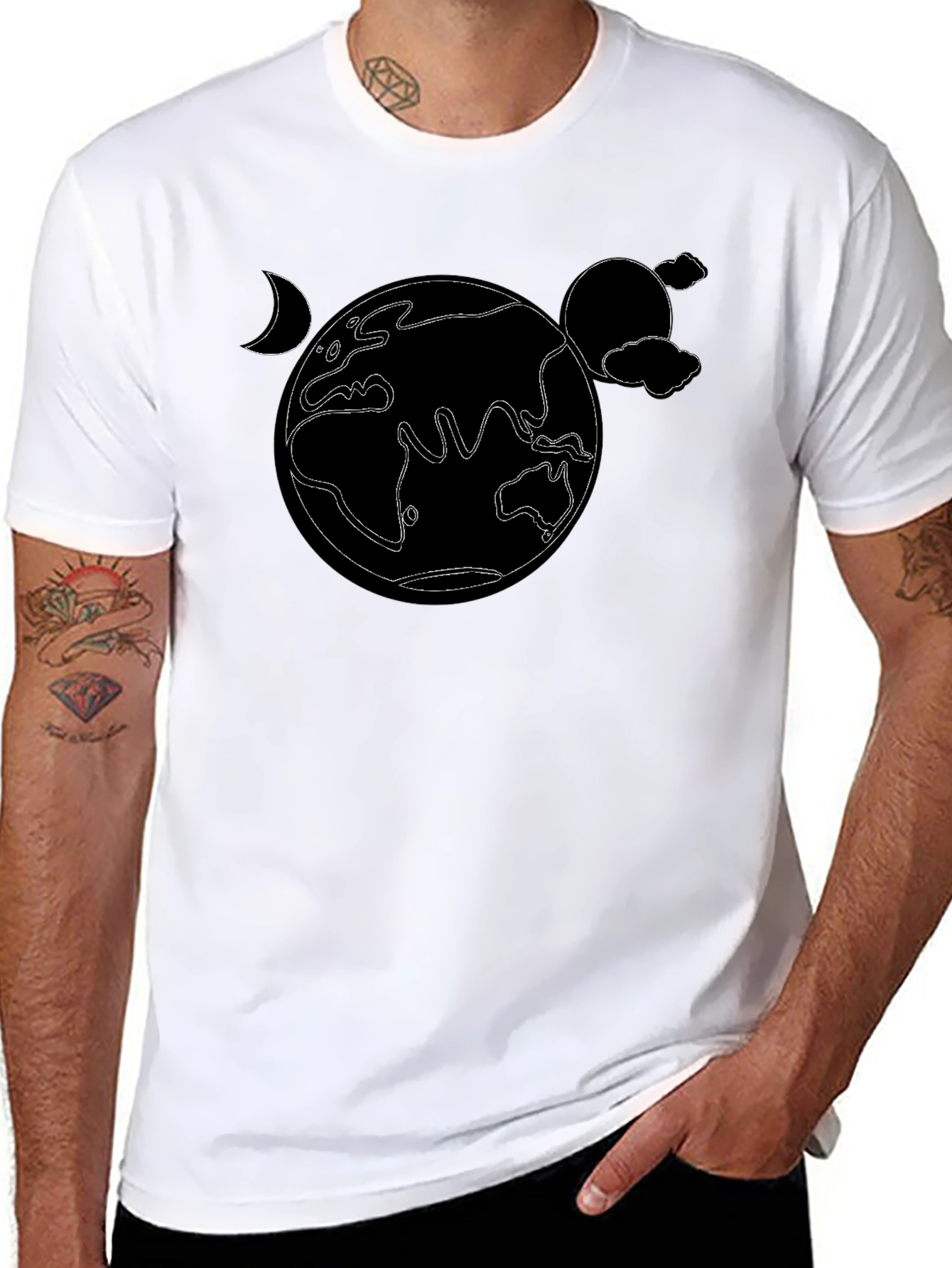 Earth Outline Graphic Tee - Black