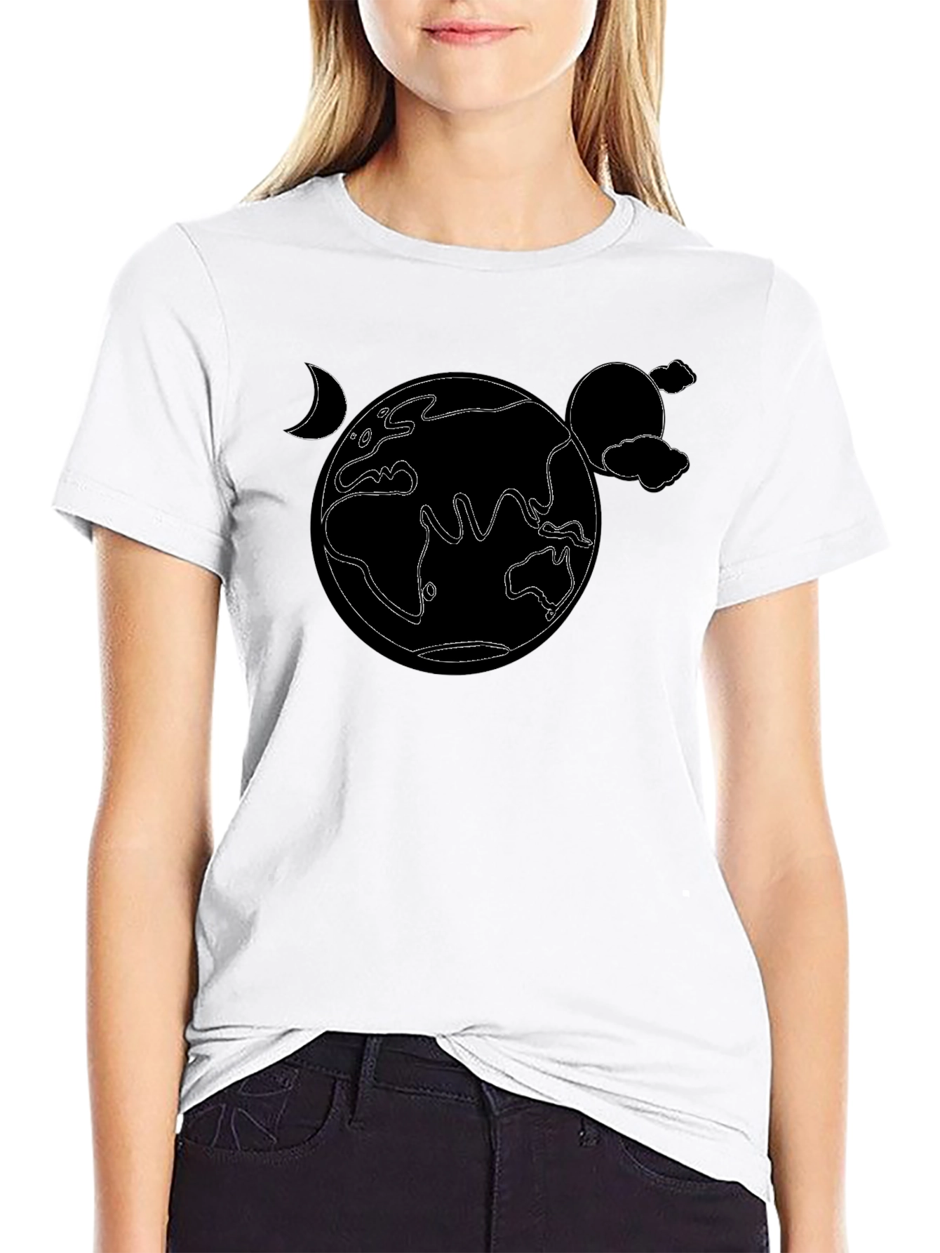 Earth Outline Graphic Tee - Black