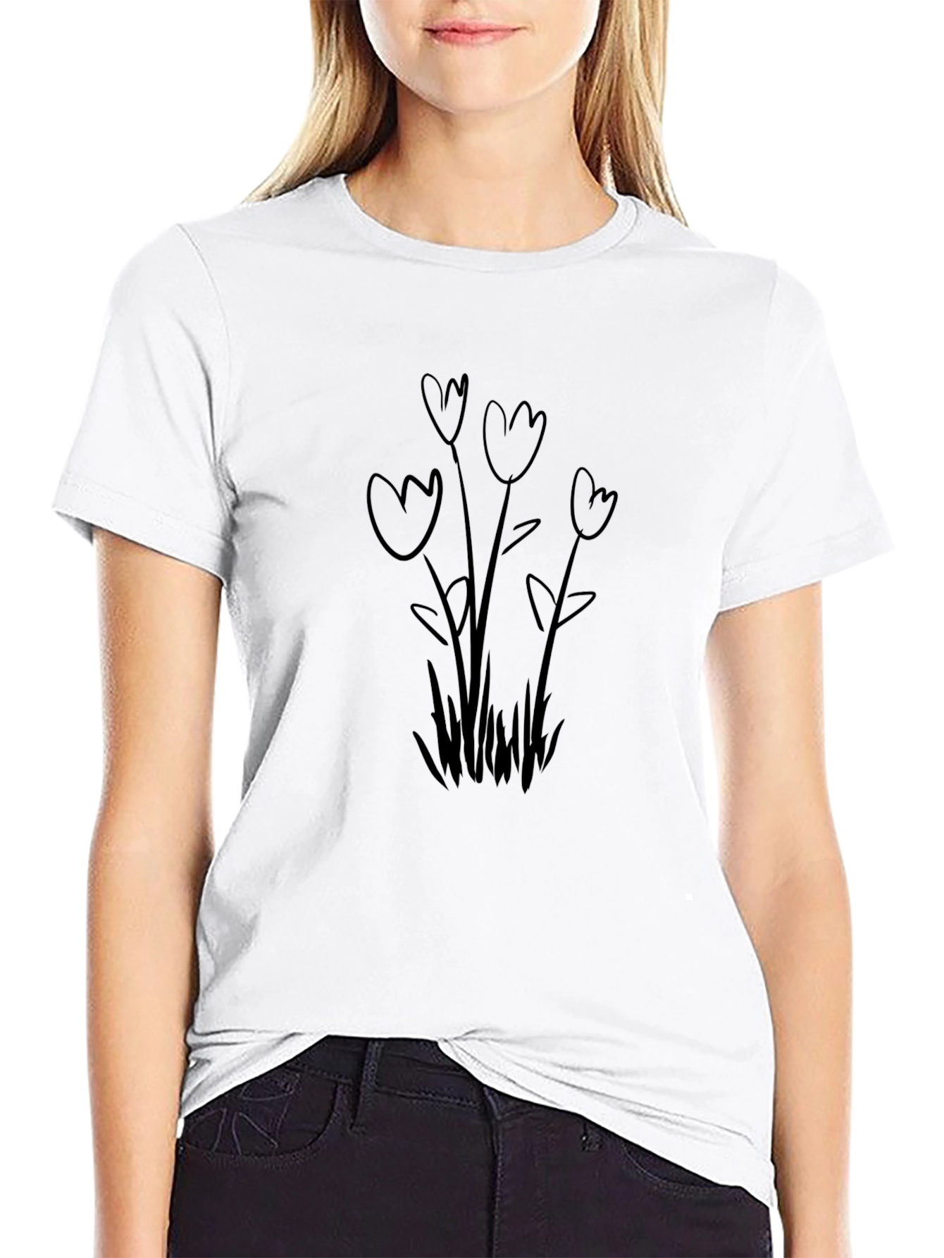 Tulip Sketch Graphic Tee - Black