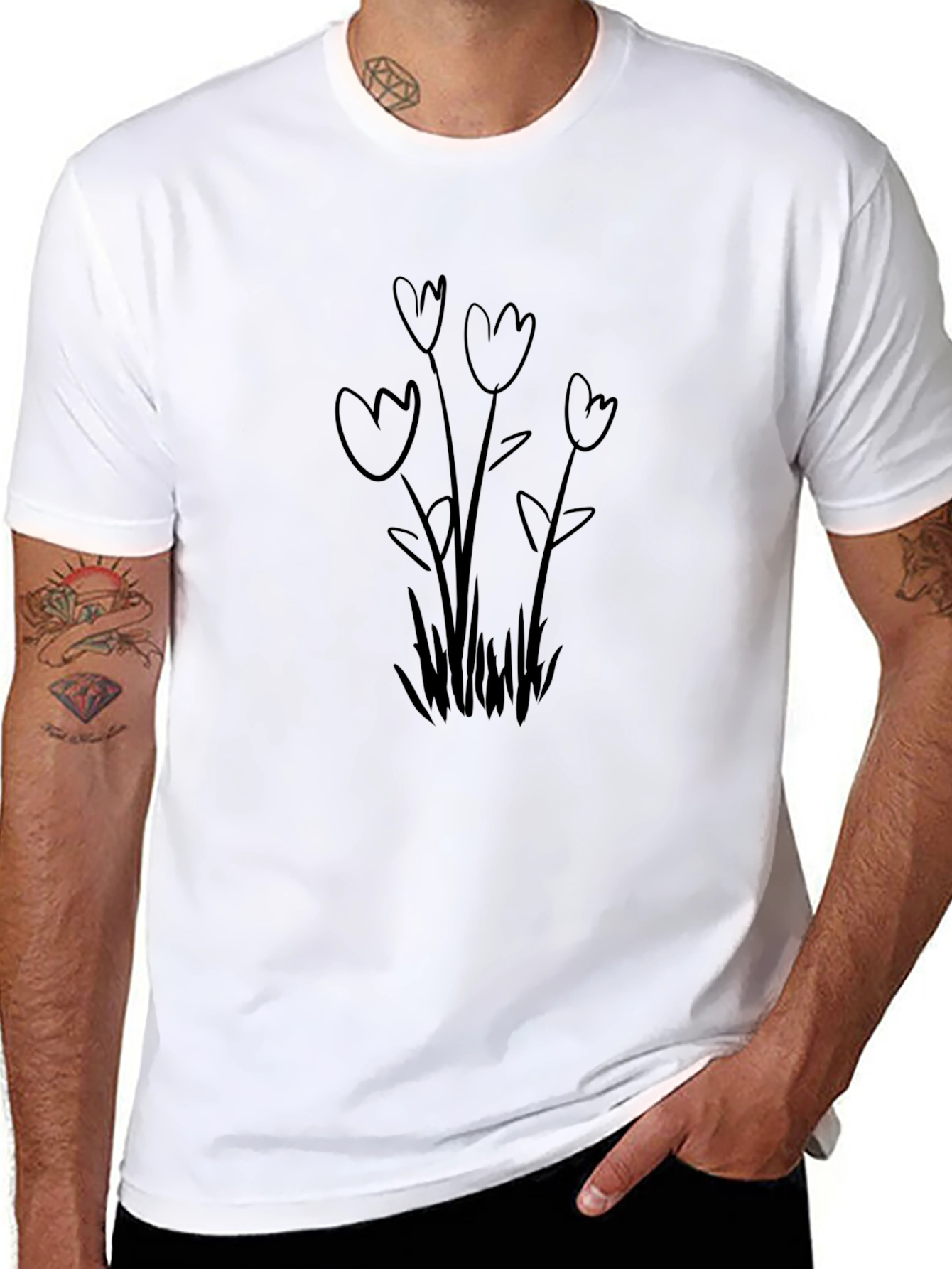 Tulip Sketch Graphic Tee - Black