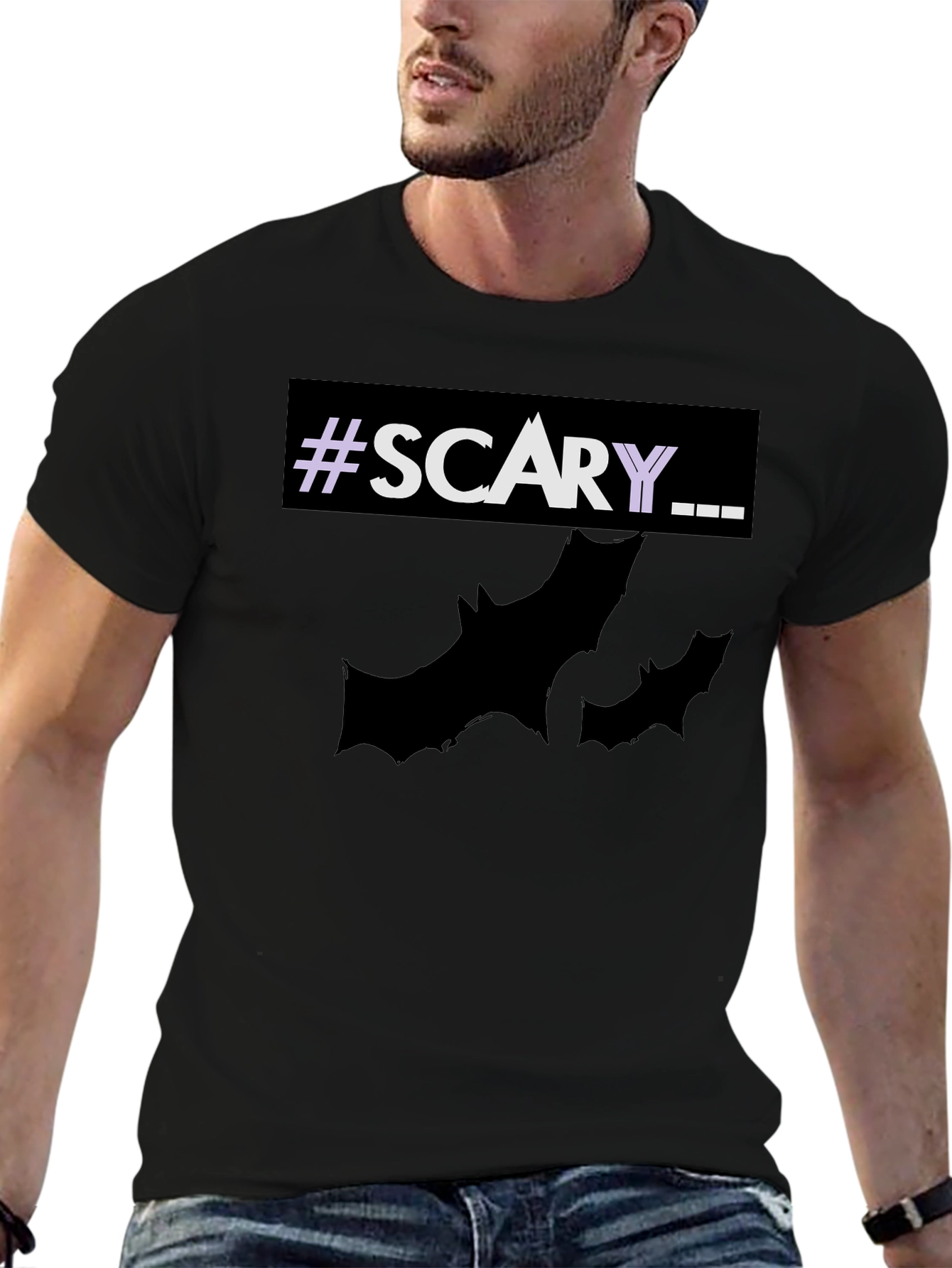 Scary Halloween T-Shirt with Bats