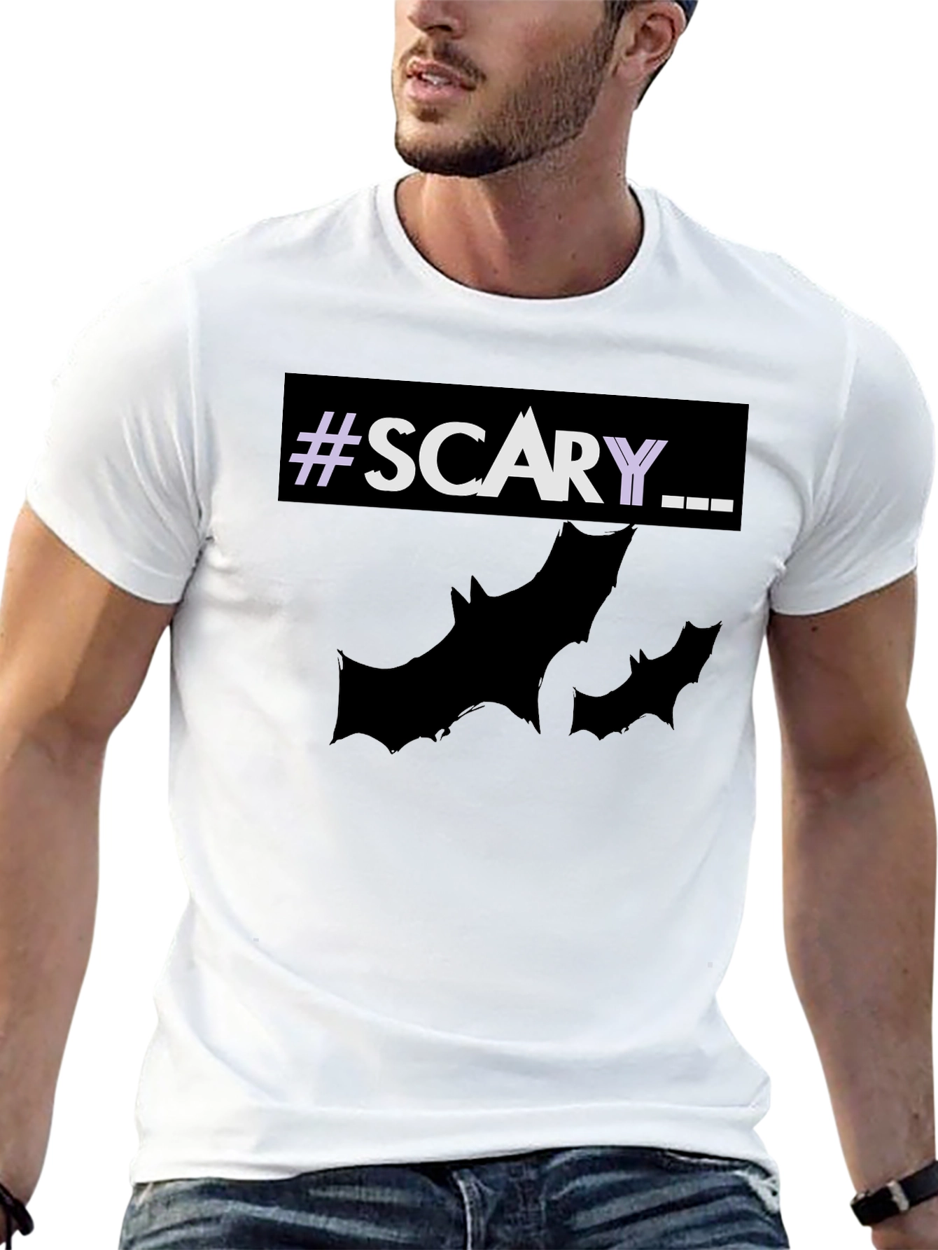 Scary Halloween T-Shirt with Bats
