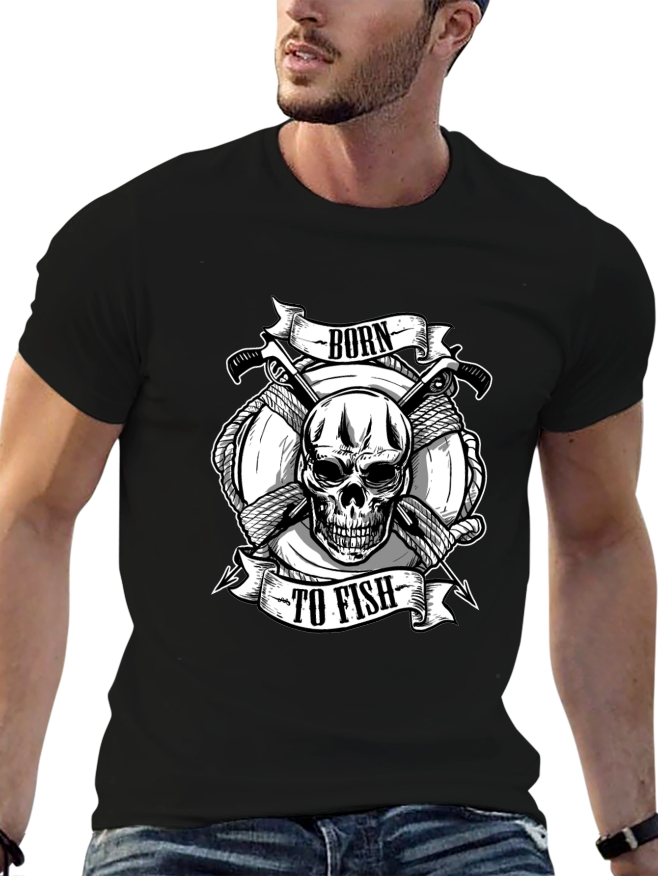Born to Fish Skull Graphic Tee