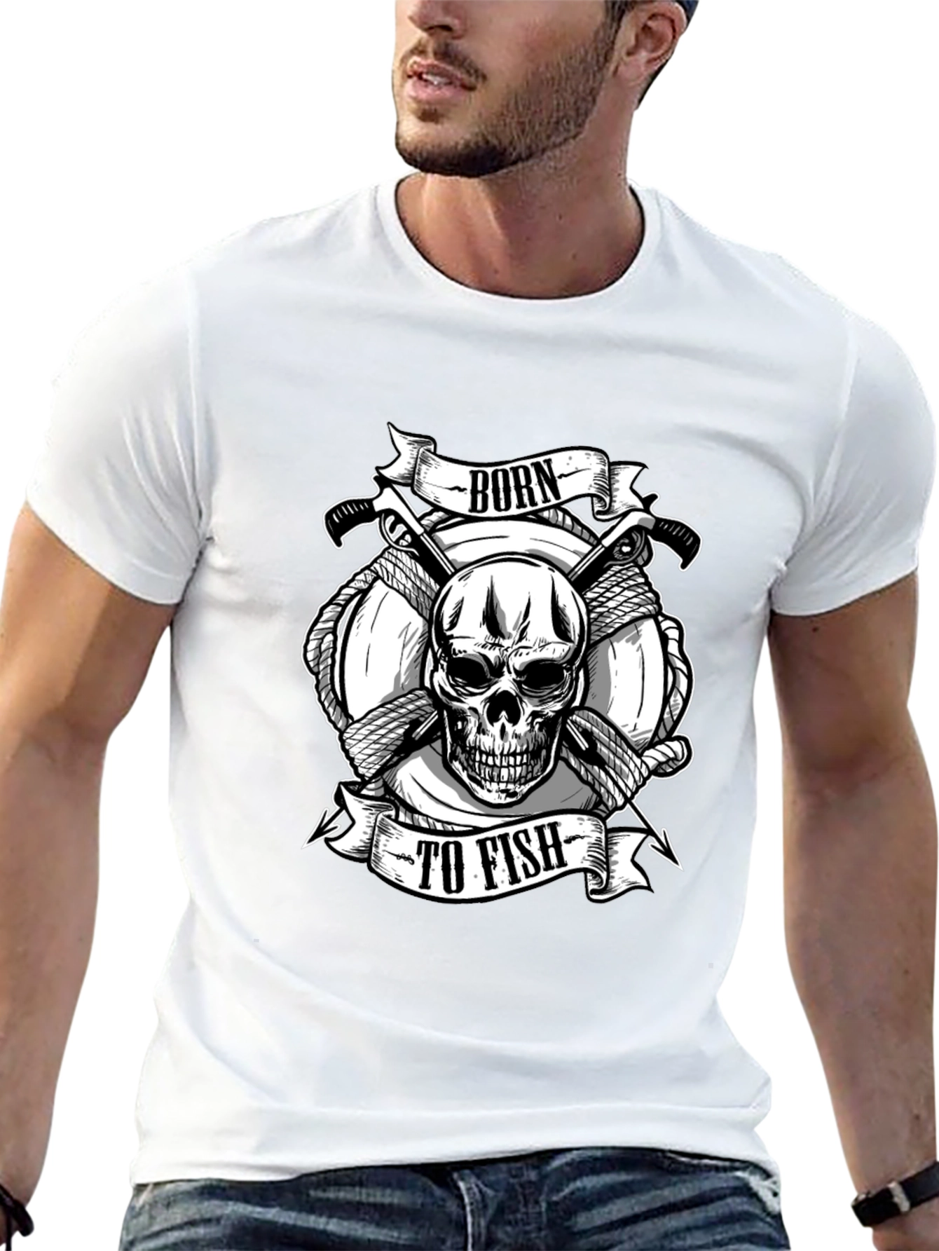 Born to Fish Skull Graphic Tee
