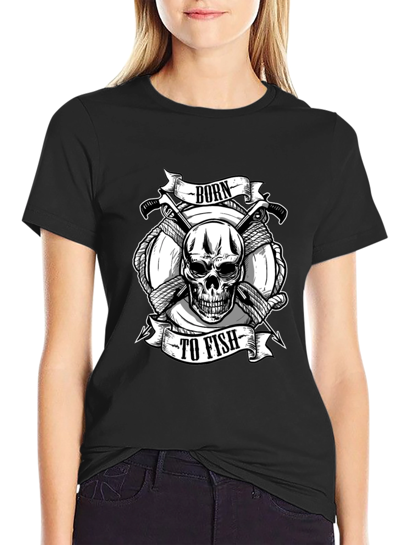 Born to Fish Skull Graphic Tee