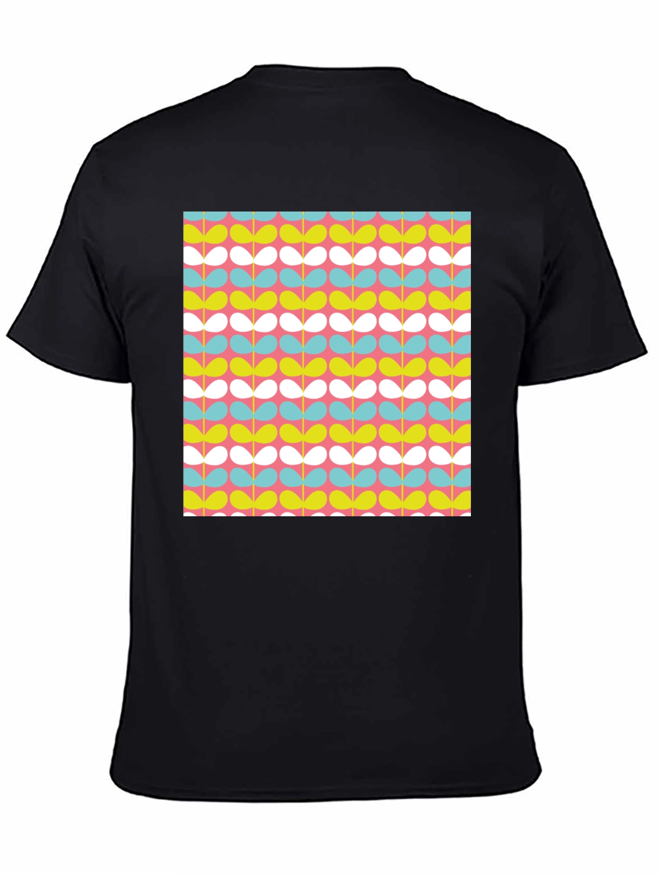 Retro Floral Pattern Black T-Shirt