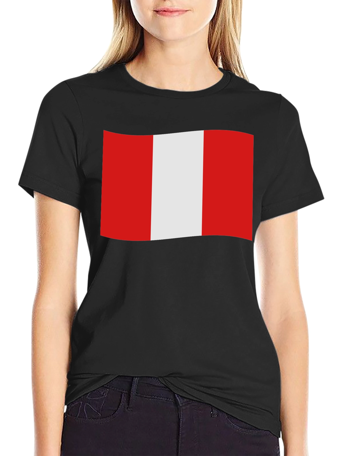 Peru Flag Graphic Black T-Shirt