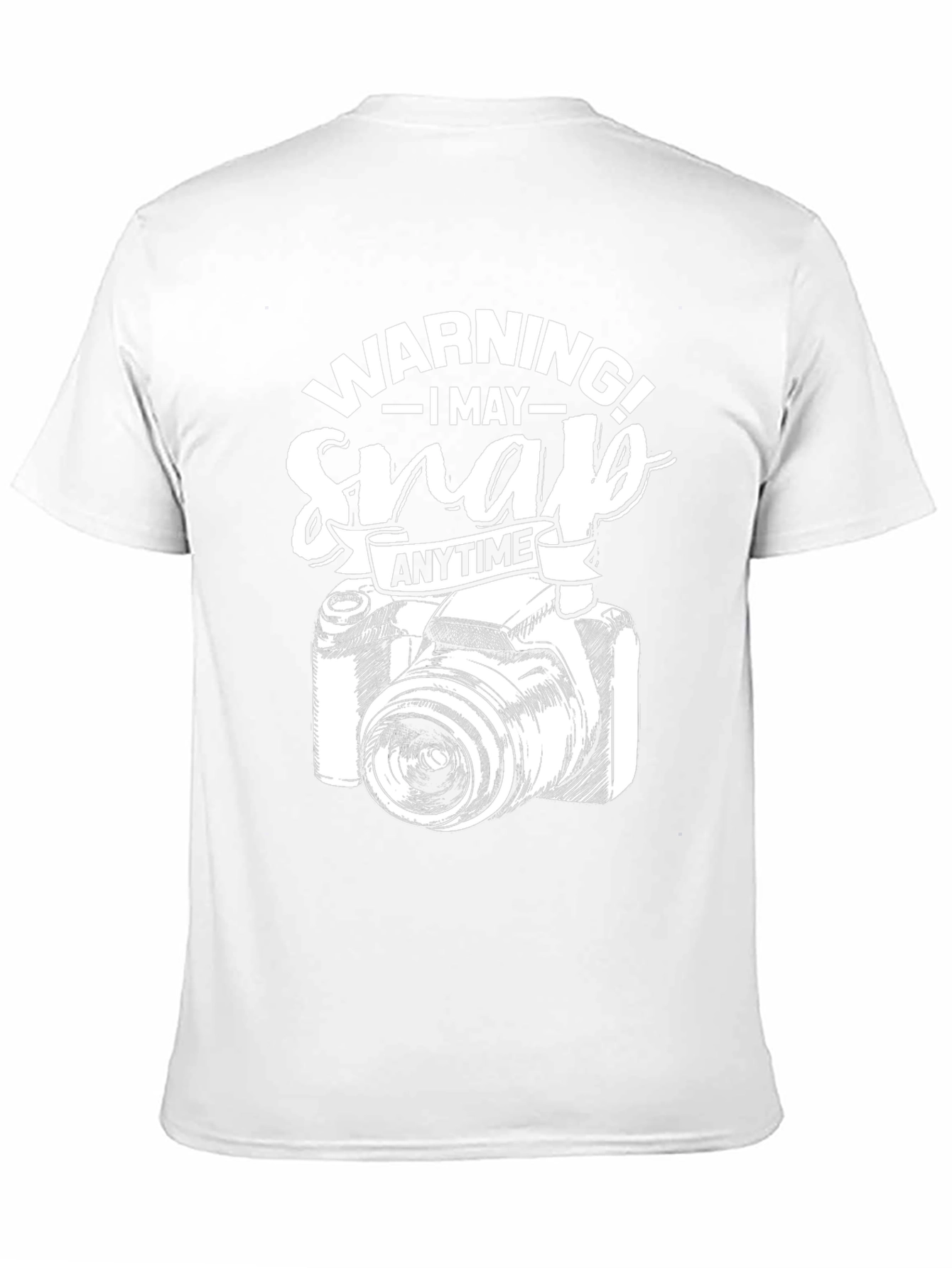 Warning May Snap Anytime Camera Graphic Black T-Shirt